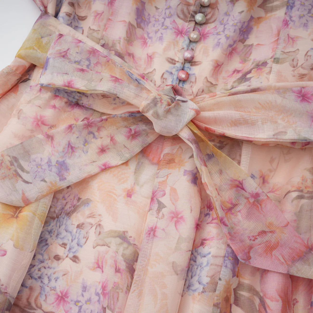 ZIMMERMAN Aya Pink Godet Floral Mini Dress