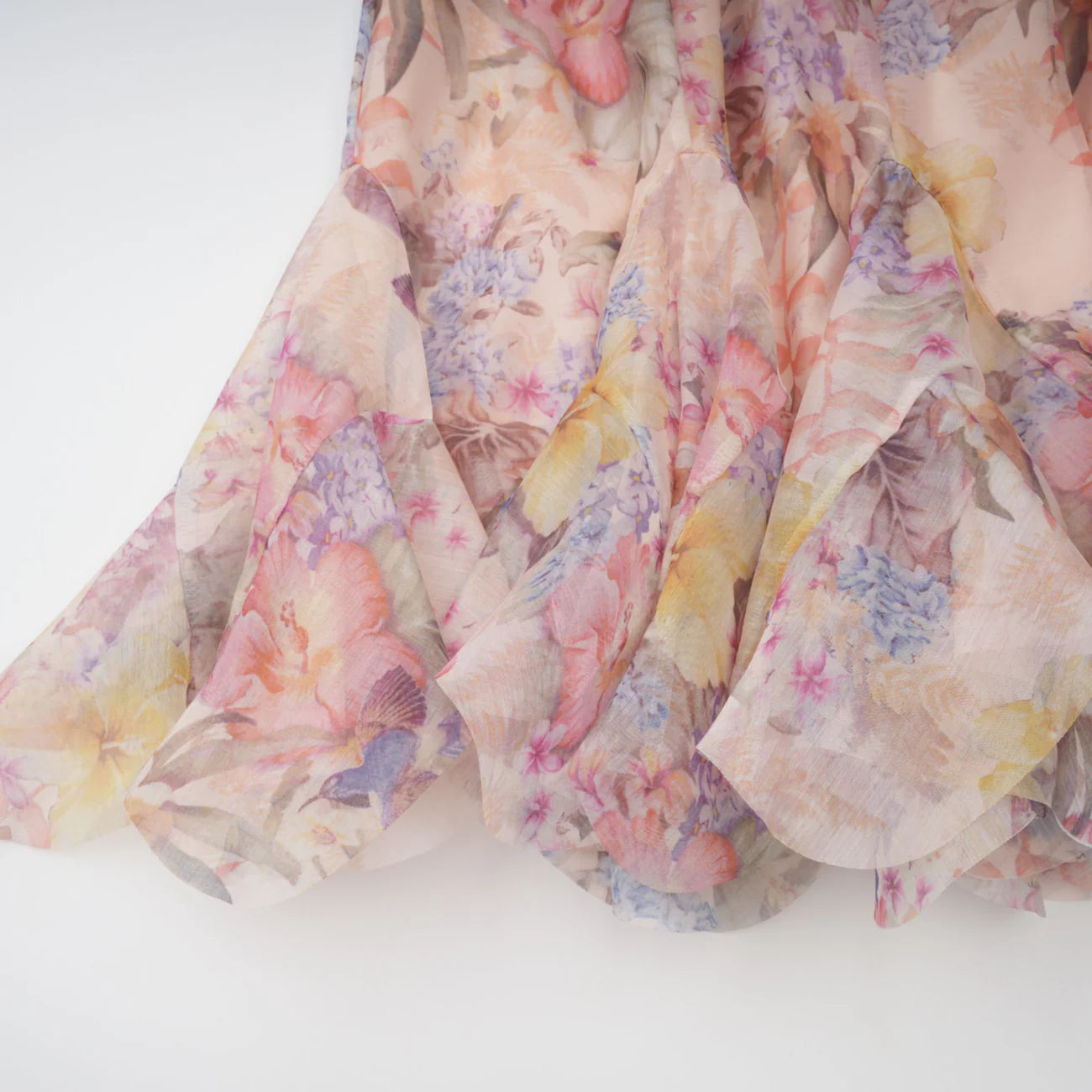 ZIMMERMAN Aya Pink Godet Floral Mini Dress