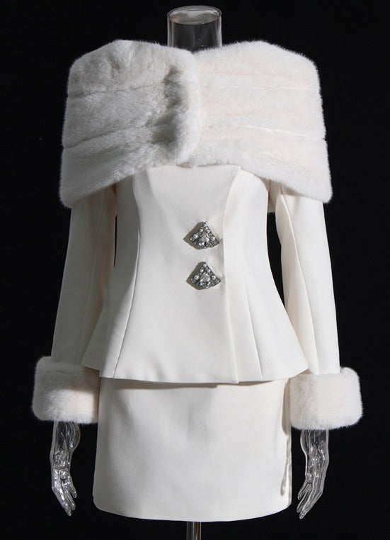 MANETTE Off The Shoulder Co-Ord with Faux Fur