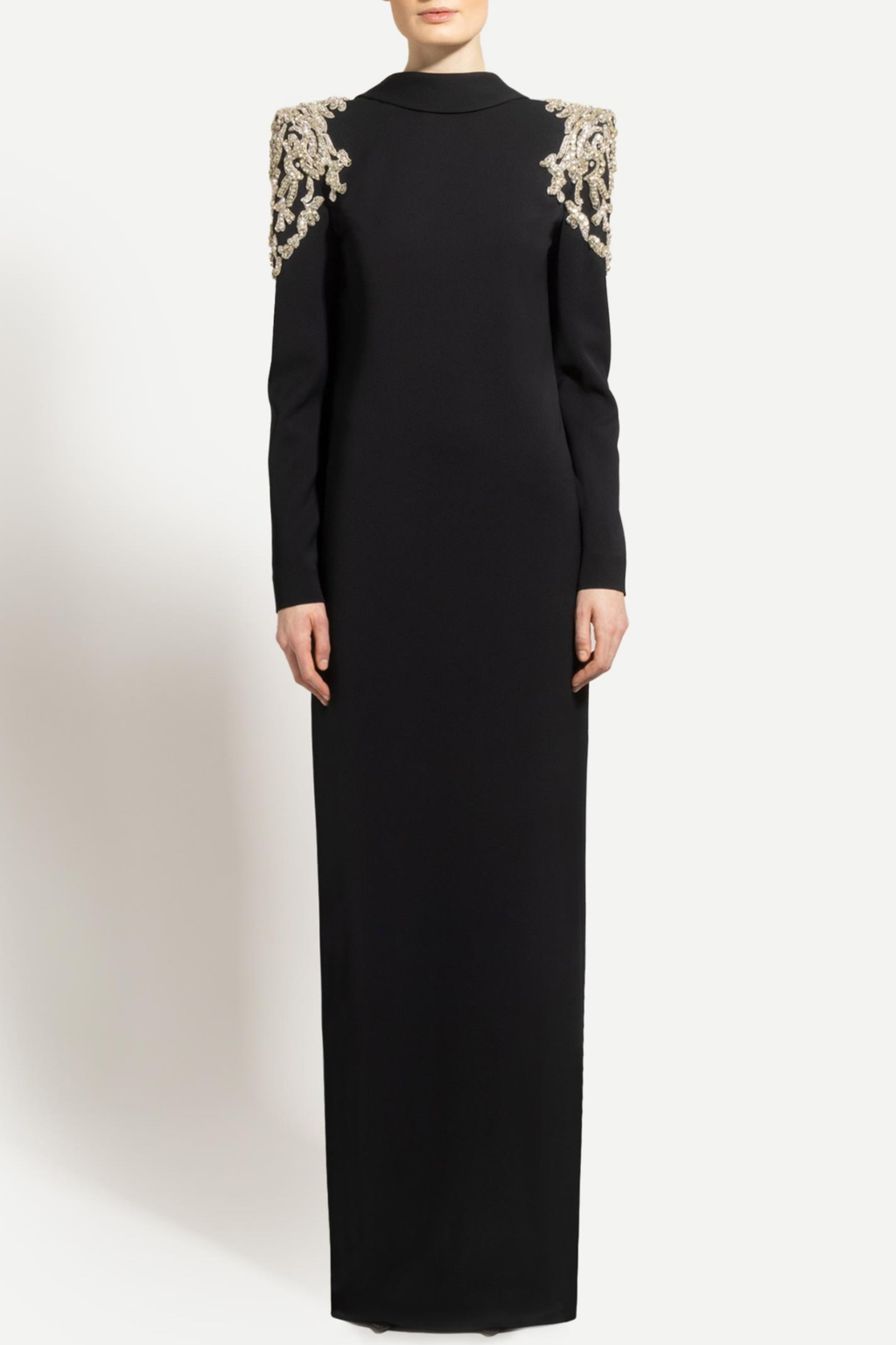 Lidia Black Open Back Embellished Maxi Dress