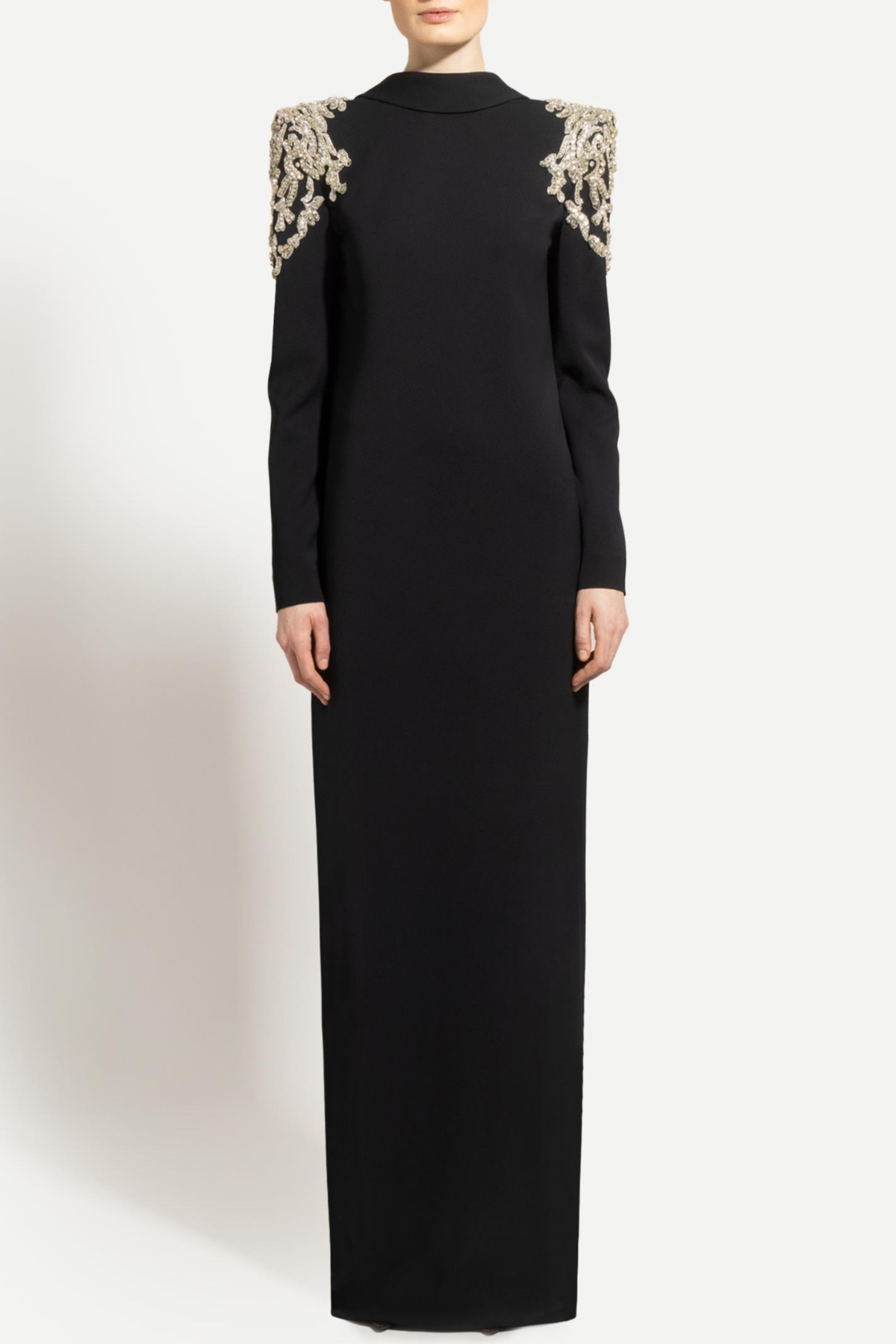 Lidia Black Open Back Embellished Maxi Dress