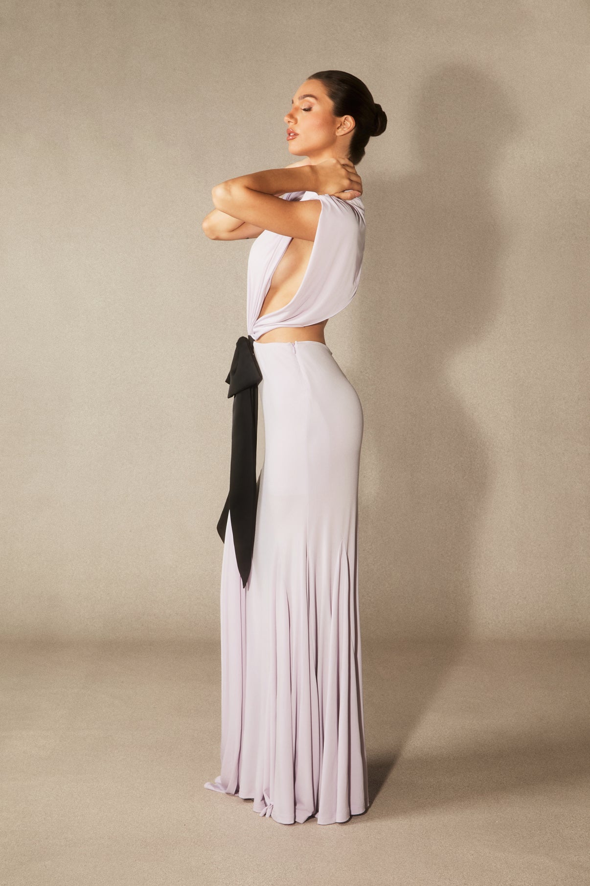Elizabeth Bow Detail Open Back Maxi Dress