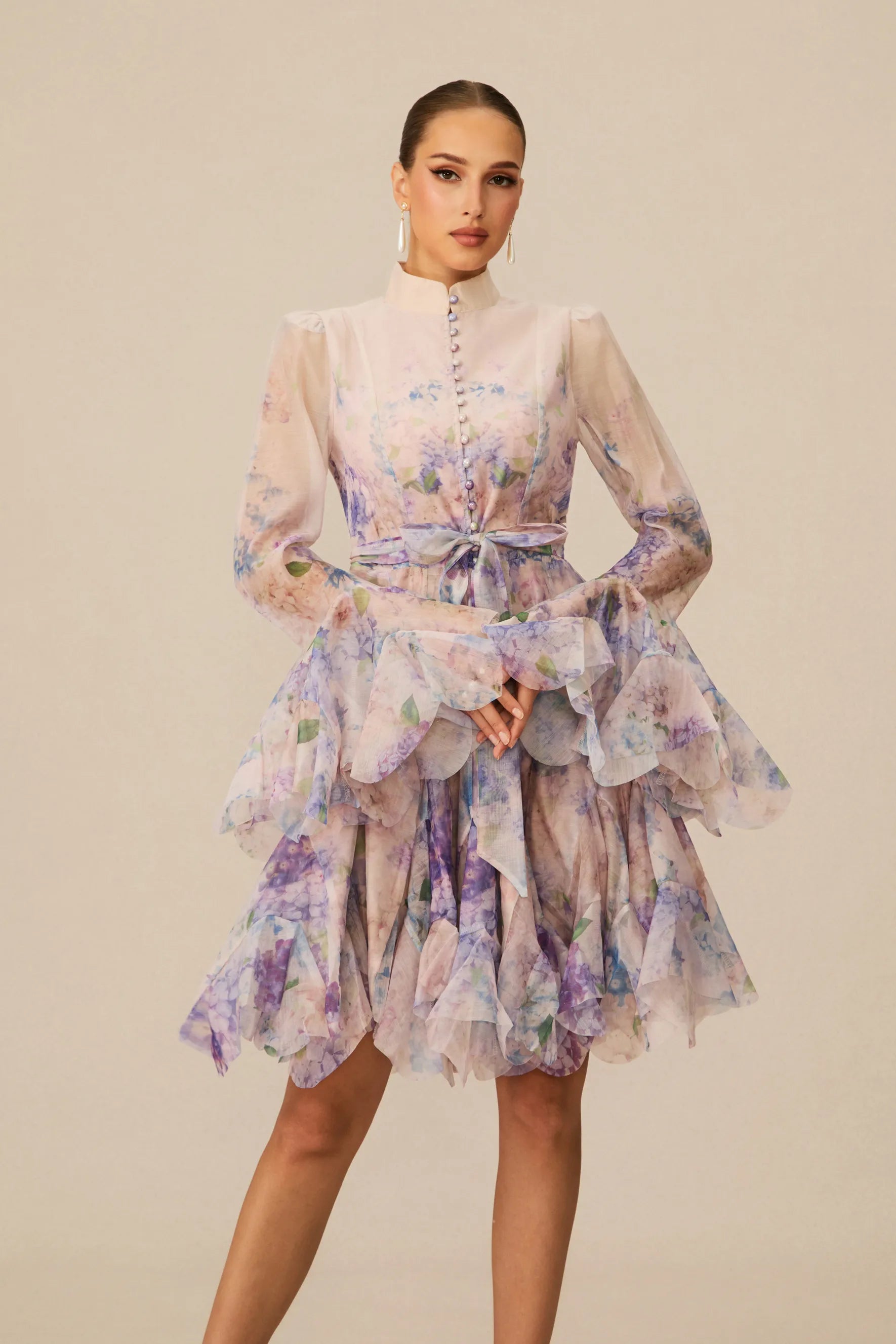 Lana Floral Print Flared Mini Dress