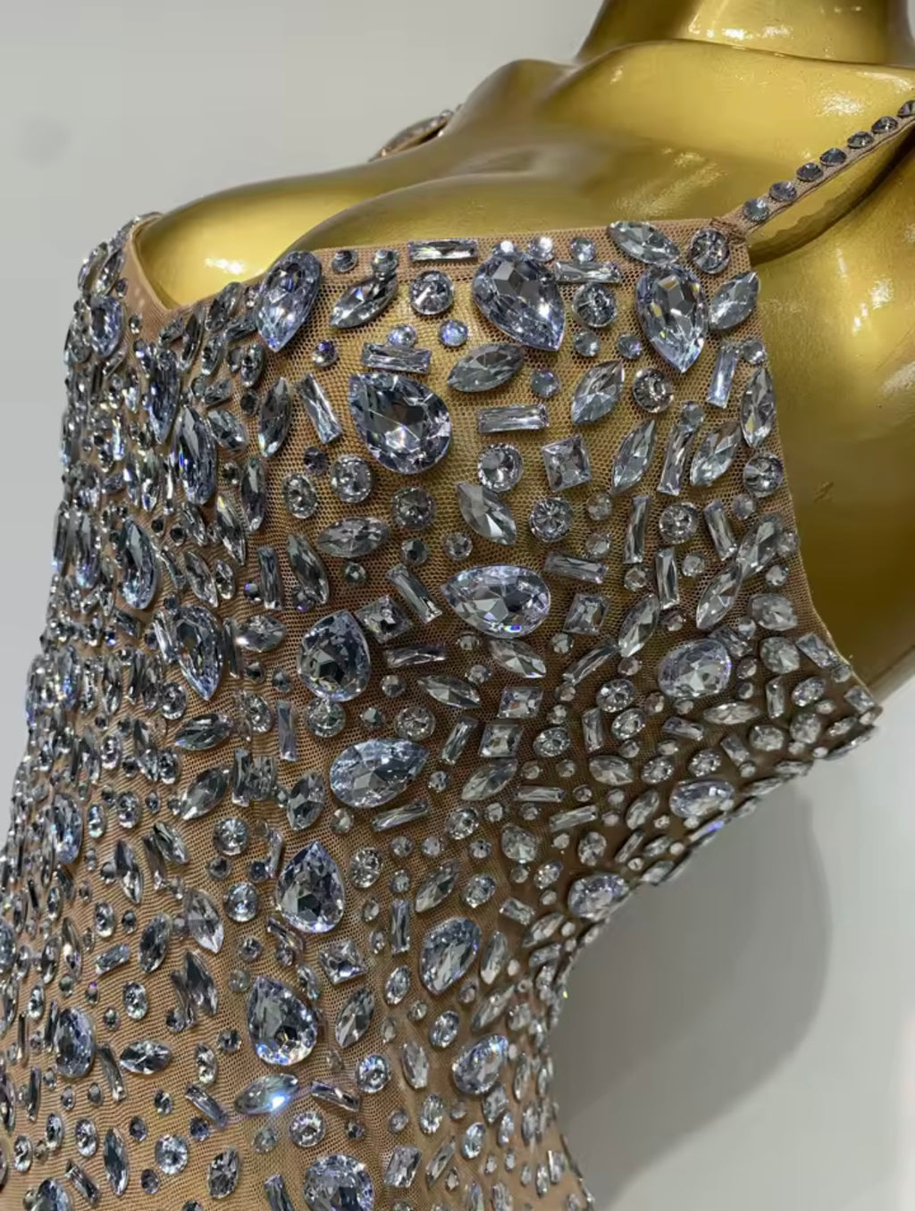 Sexy Sleeveless Rhinestone Bodycon Maxi Long Dress