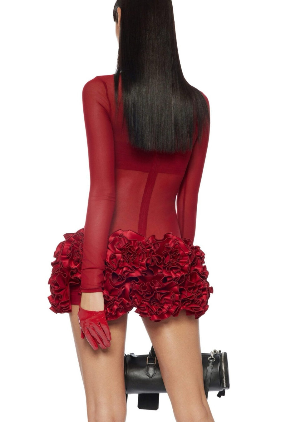 Fionna Floral Mesh Long Sleeve Mini Dress