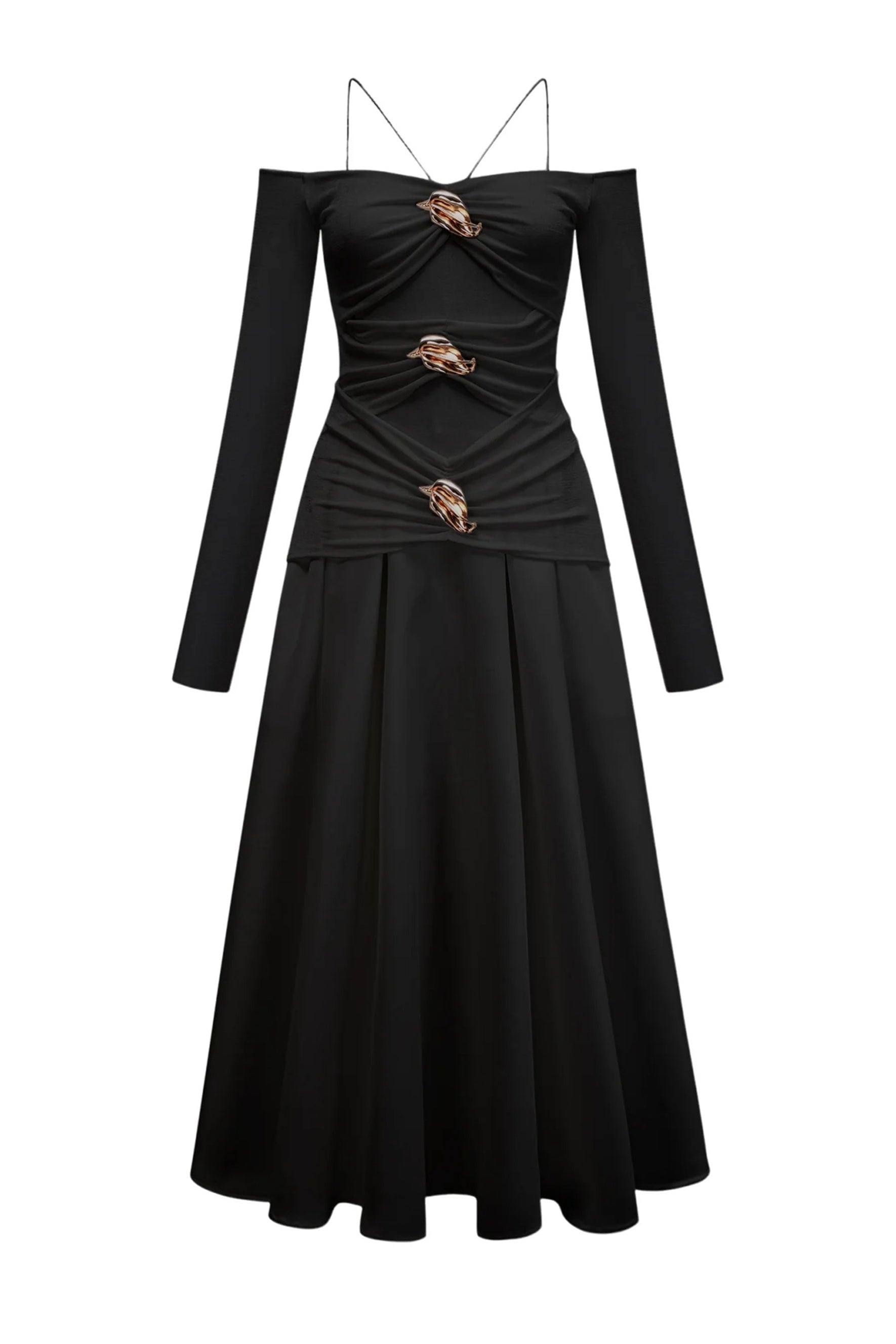 Katherine Off Shoulder Spaghetti Strap Maxi Dress
