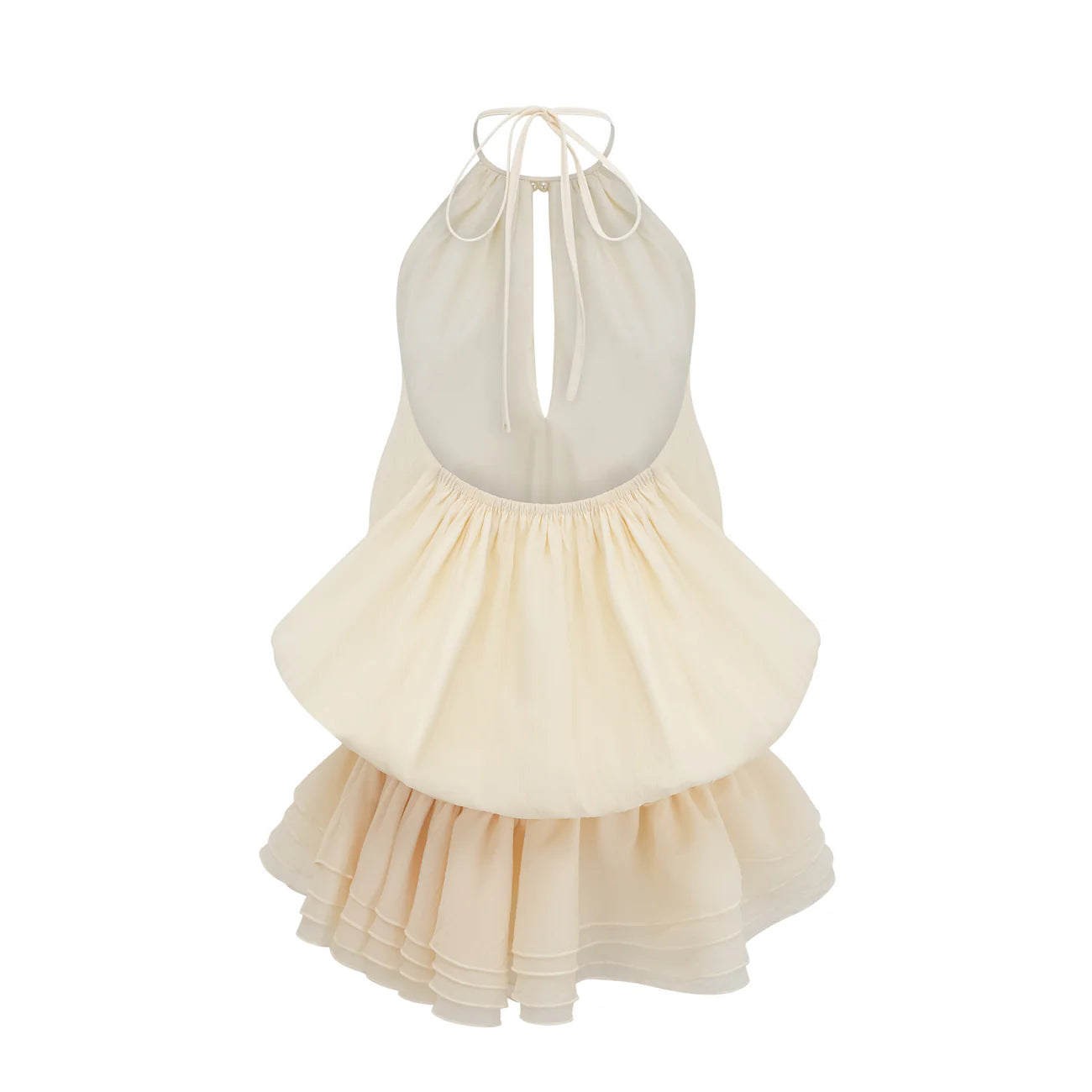 Bérénice White Halterneck Faux-Pearl Mini Dress