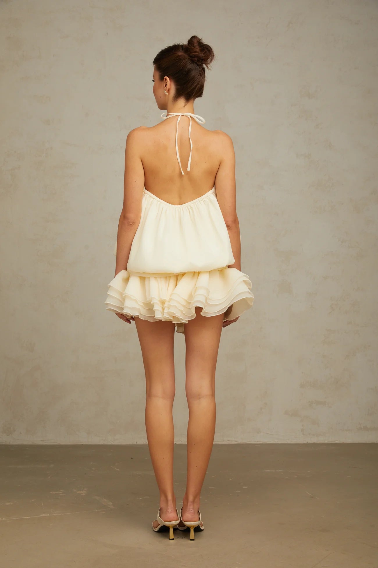 Bérénice White Halterneck Faux-Pearl Mini Dress