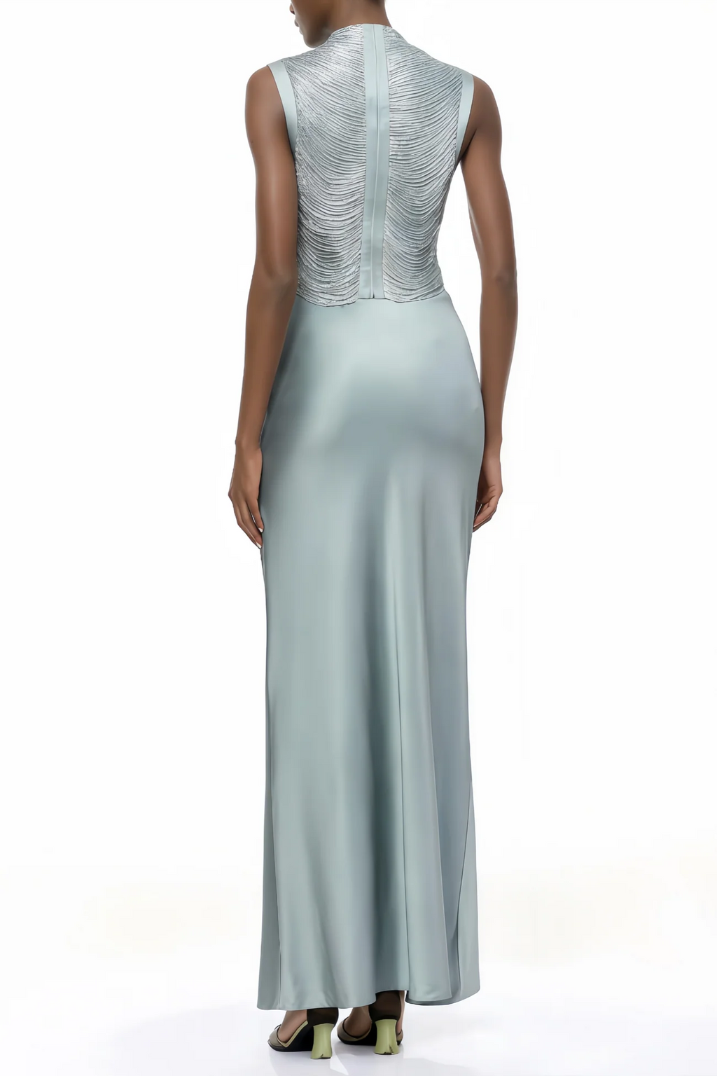 Borbála Blue Fringed Top & Satin Skirt Set