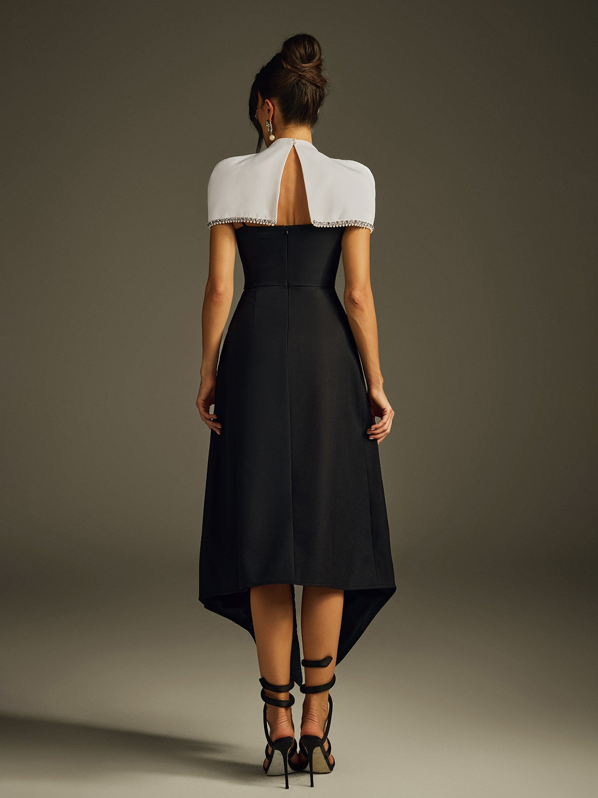 Haelith Rhinestone Cape Maxi Dress