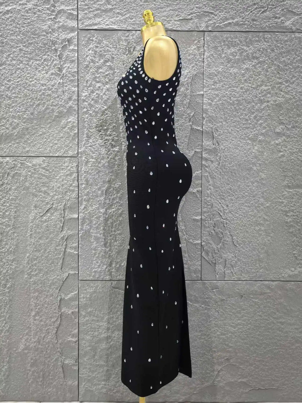 Women Sleeveless Sexy O-Neck Shinning Crystal Bodycon Long Bandage Dress Celebrity Red Carpet Evening Party Outfit