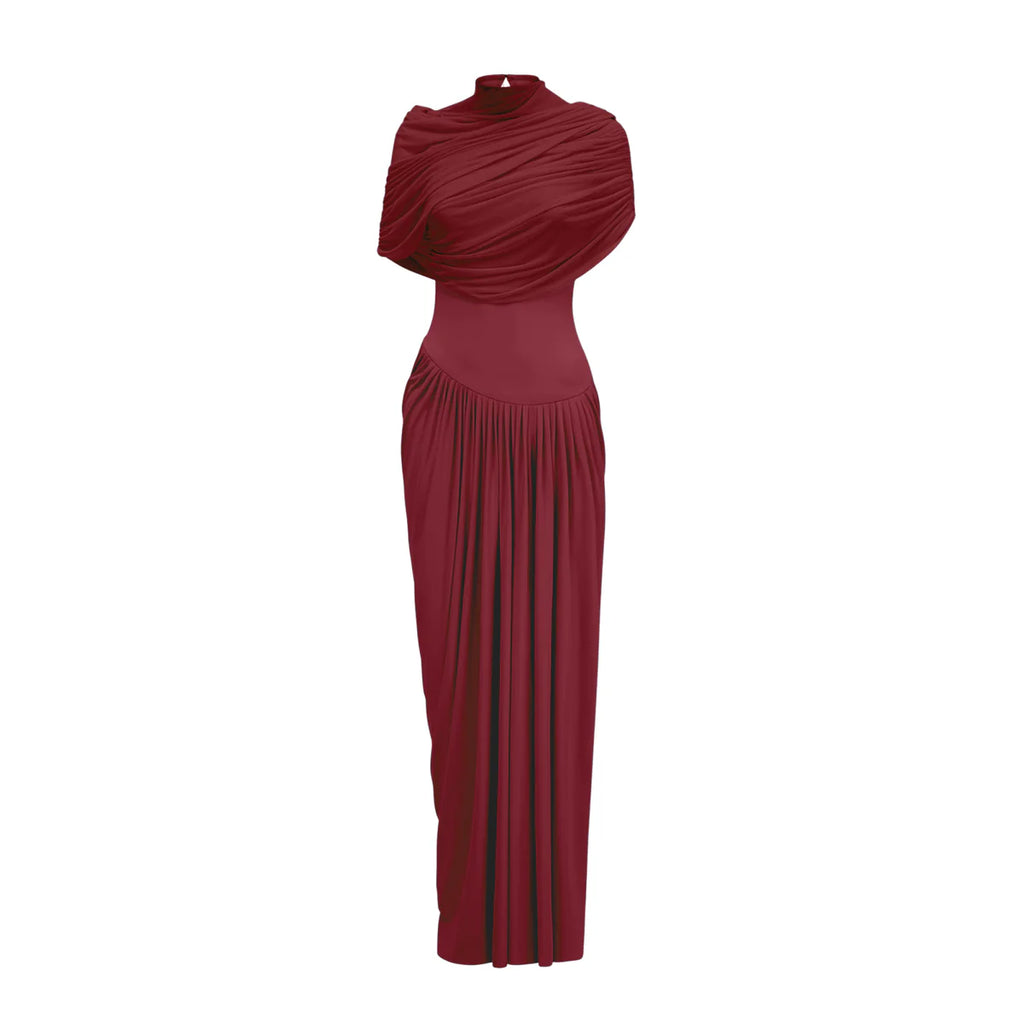 Catherine asymmetrical pleated maxi dress