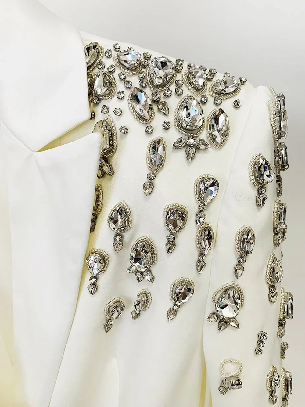 MESSA BEADED CADY MINI BLAZER DRESS IN WHITE