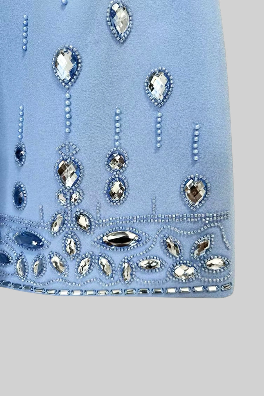 Beaded Biamond Cropped Top And skirt Suit