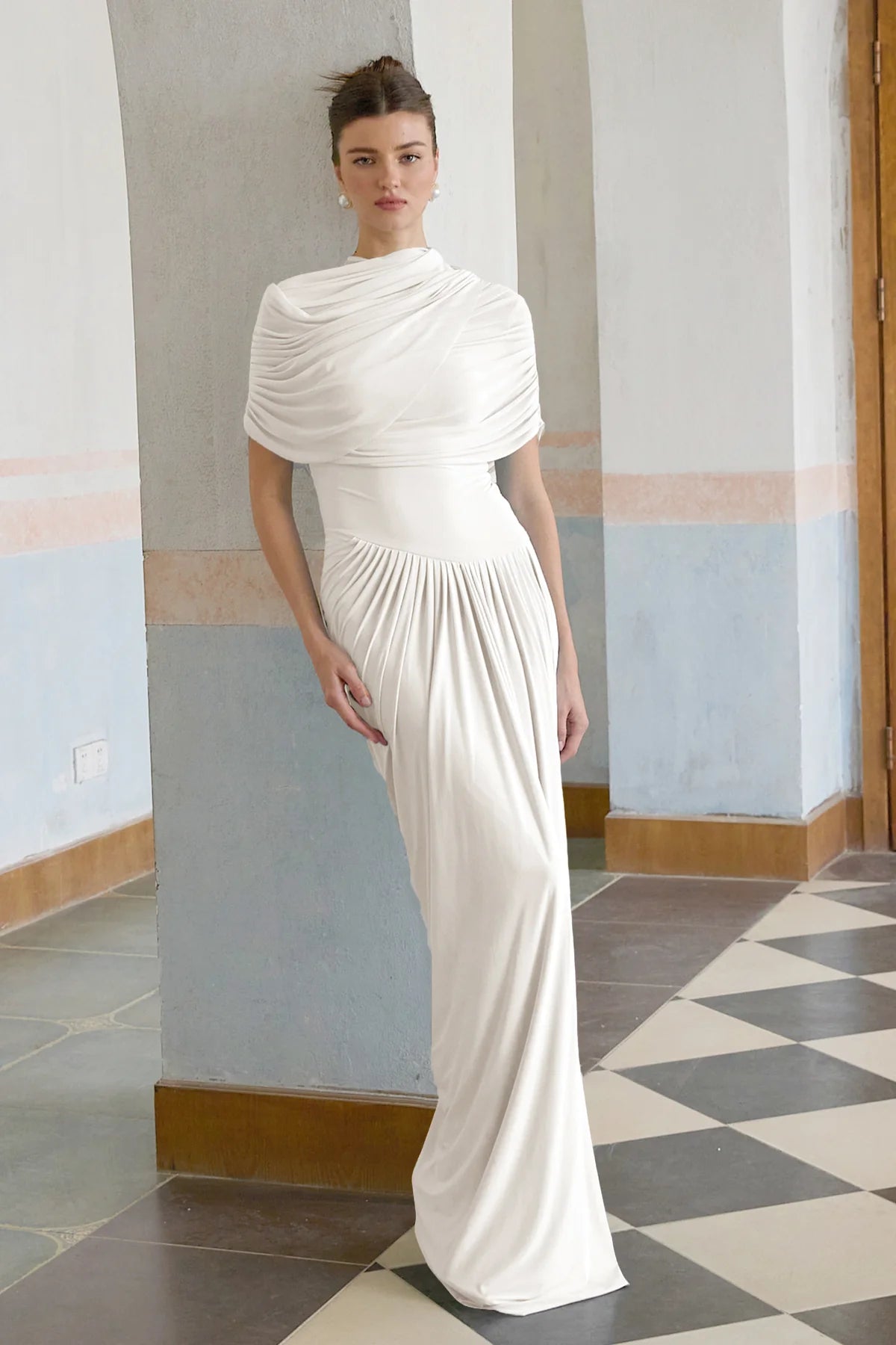 Catherine asymmetrical pleated maxi dress