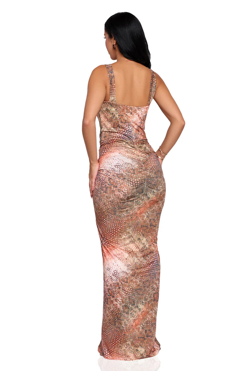 ELYSIAN SNAKE PRINT MAXI DRESS