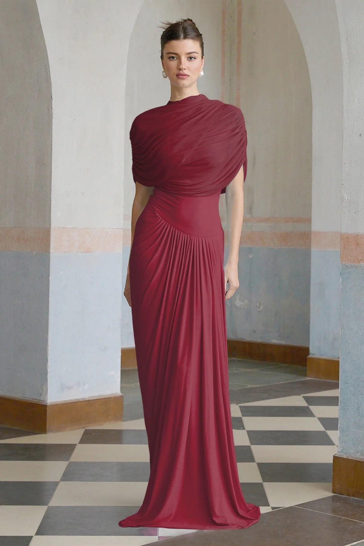 Catherine asymmetrical pleated maxi dress