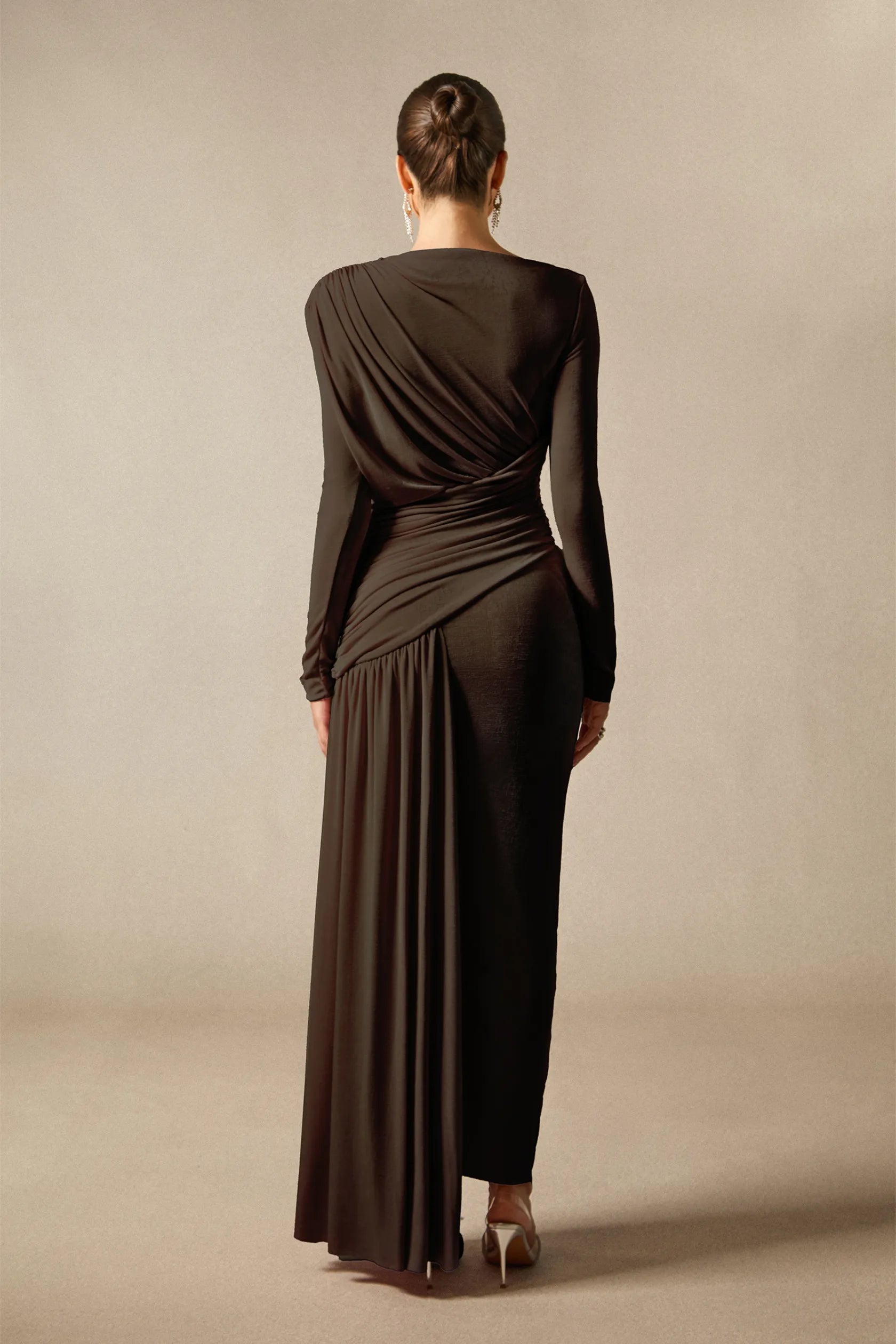 Casey Asymmetric Ruched Bodice Maxi Dress