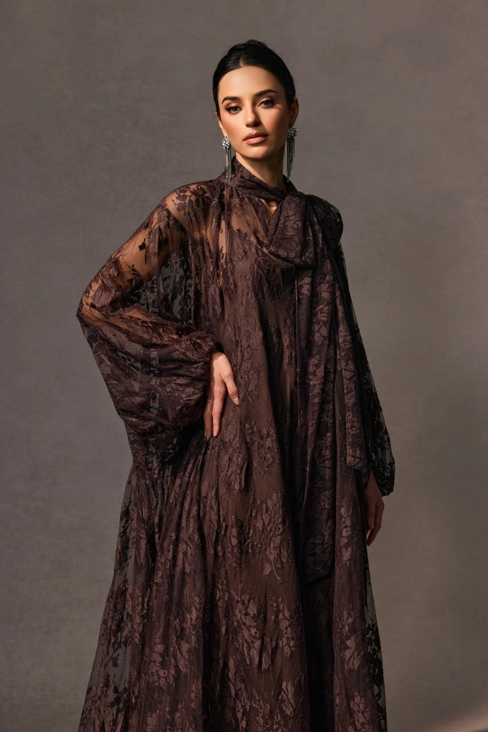 Catharine Floral Lace Sheer Maxi Dress