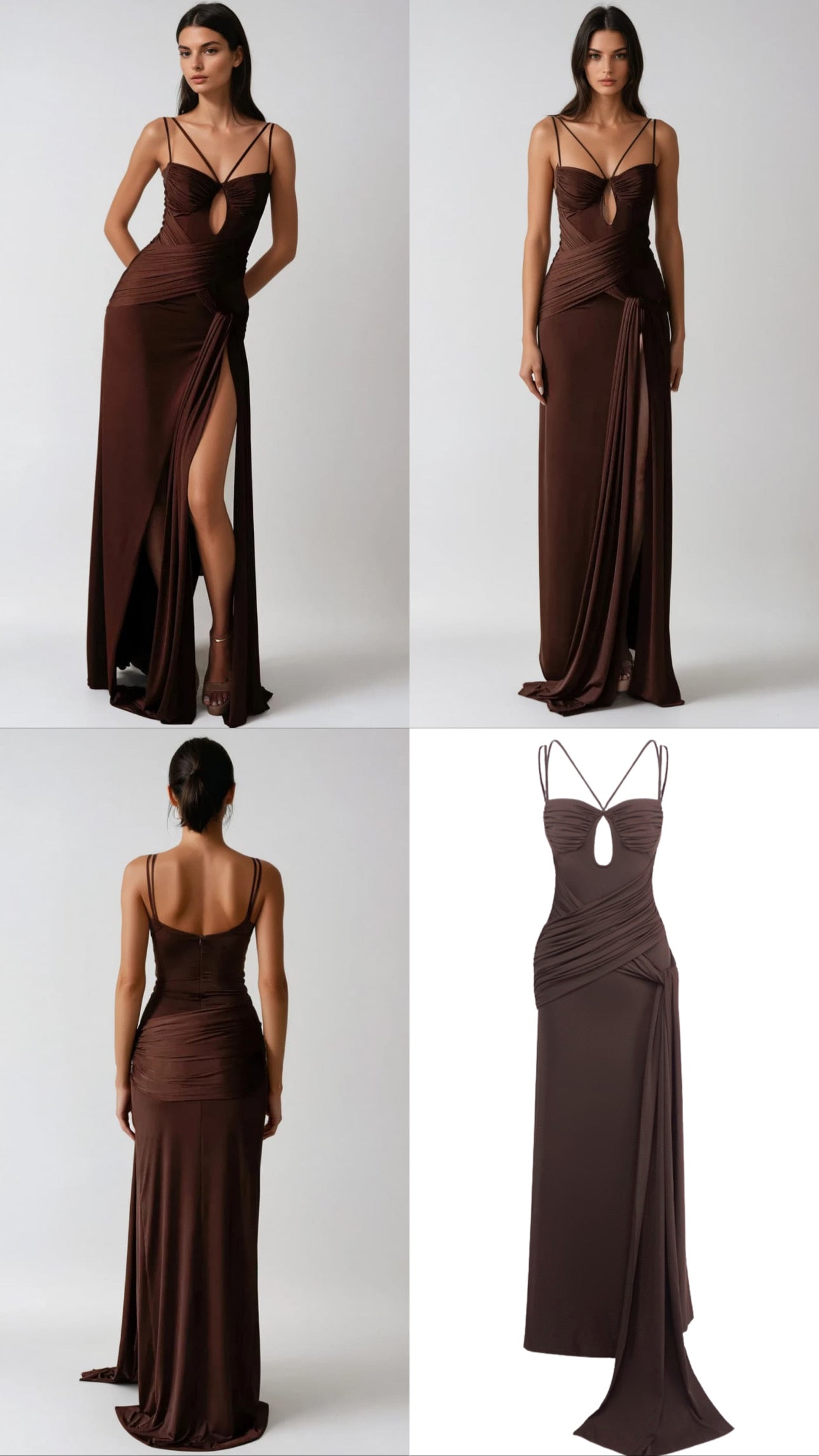 Ruched Draped Split Maxi Dress