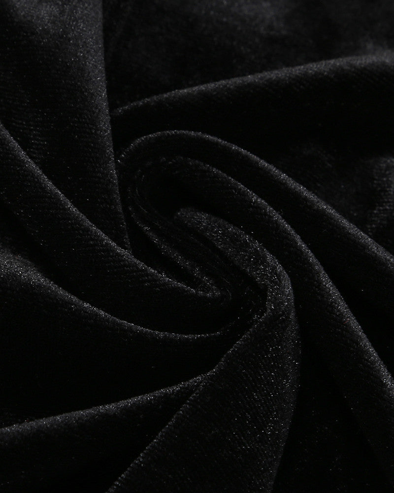 Strapless Mermaid Maxi Velvet Dress Black Ivory