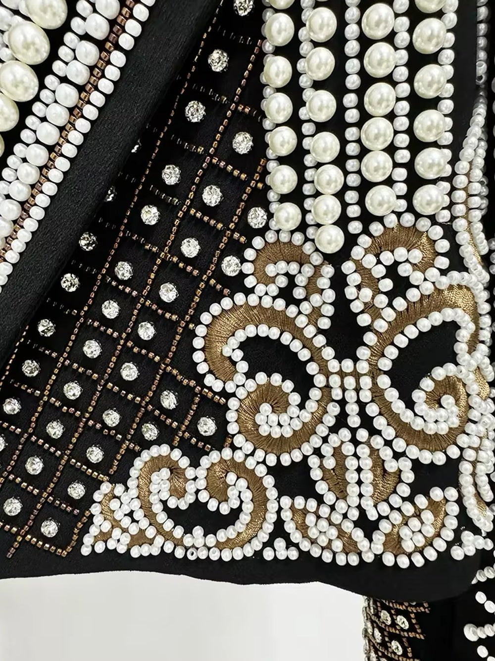 Luxury Pearl Beaded Women's Blazer Embellishments Wedding Prom Shawl Lapel Formal Party Suit Jacket