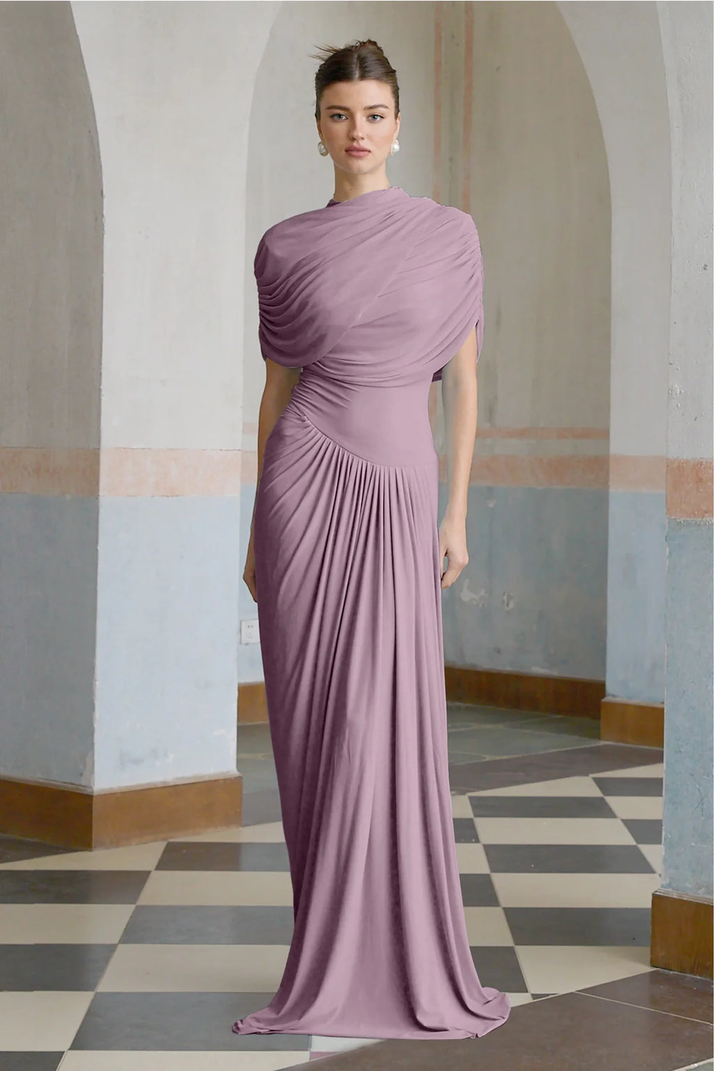 Catherine asymmetrical pleated maxi dress