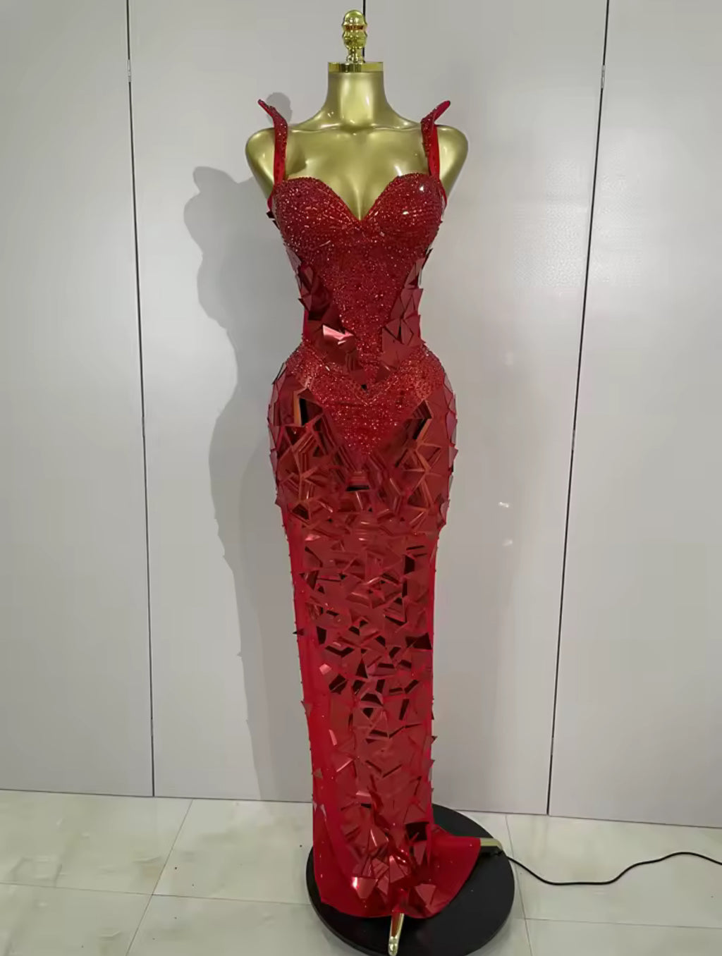 Glitter Mirror Sequins Red Corset Dres