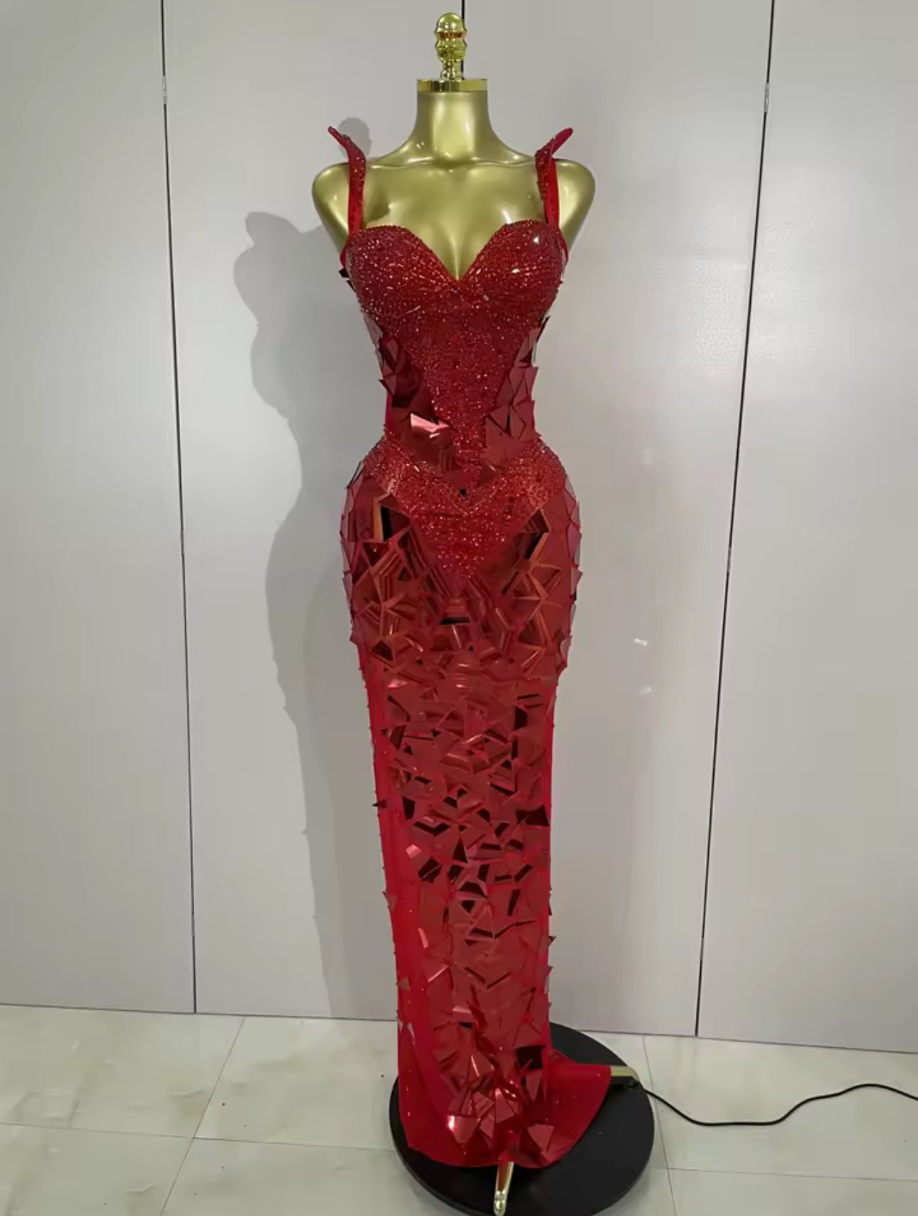 Glitter Mirror Sequins Red Corset Dres