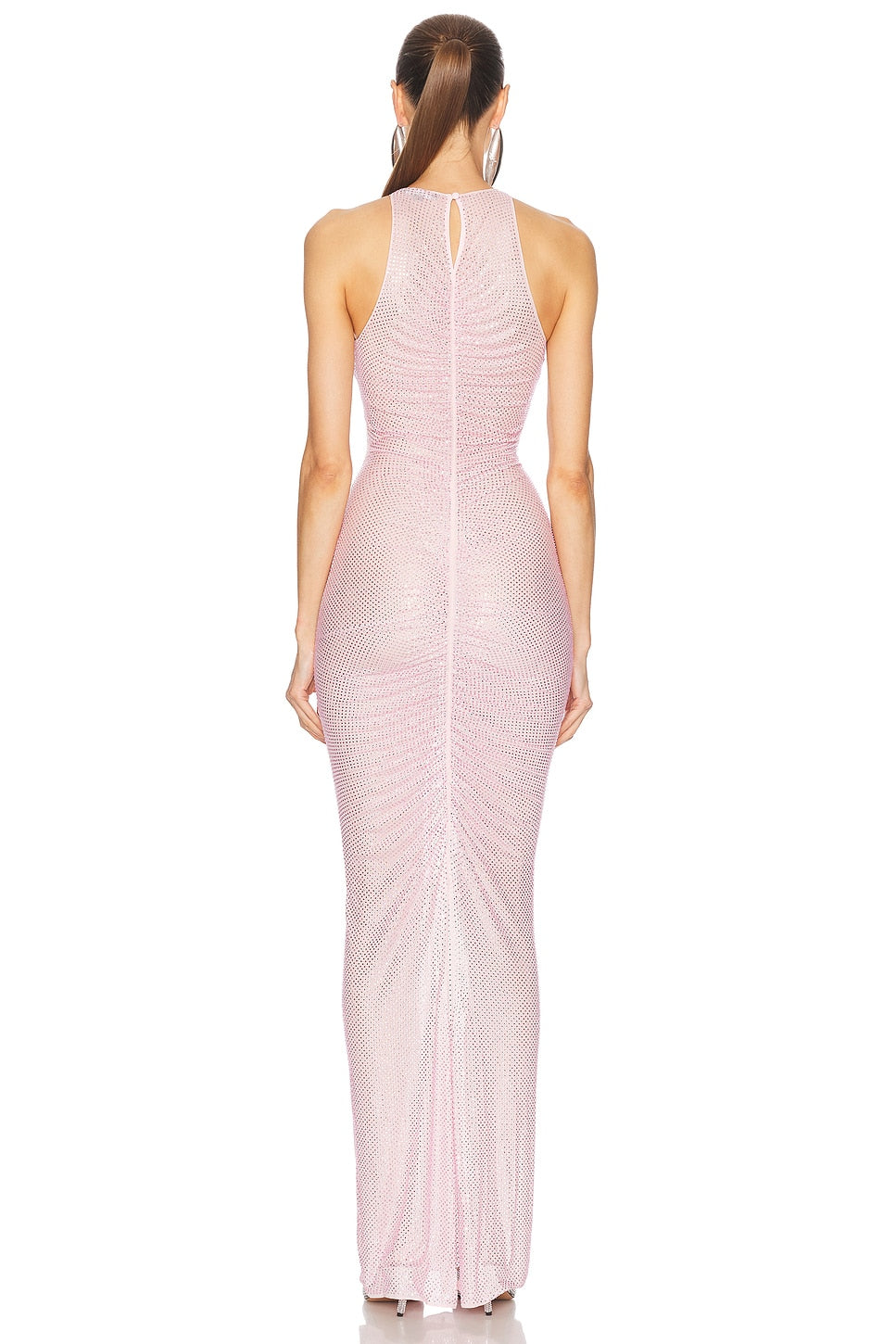 Rhinestone Gathering Sleeeveless Maxi Dress