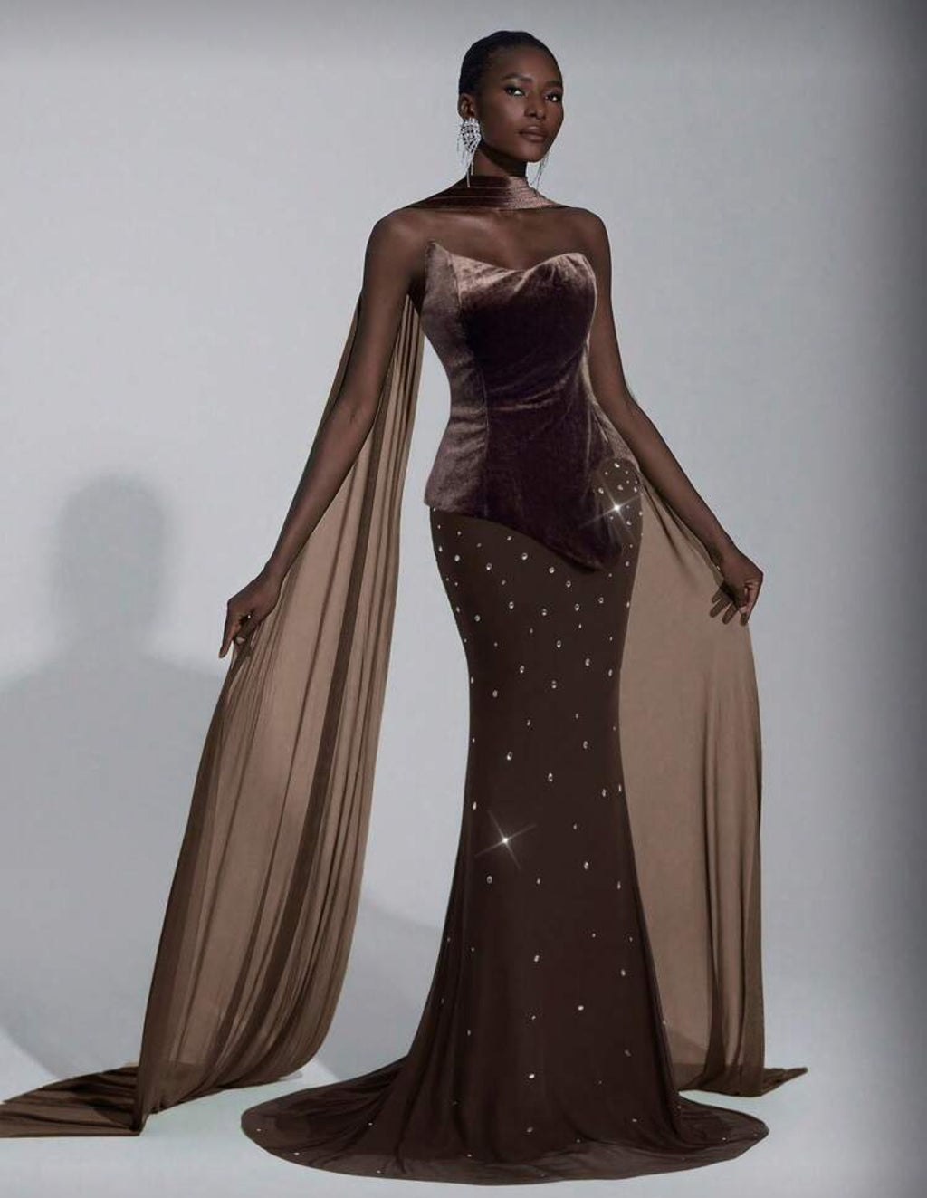 Eli Elegant Velvet Heavily Embellished Dress