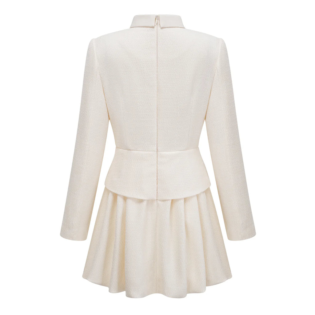 Regina White Crystal Embellished Tweed Mini Dress