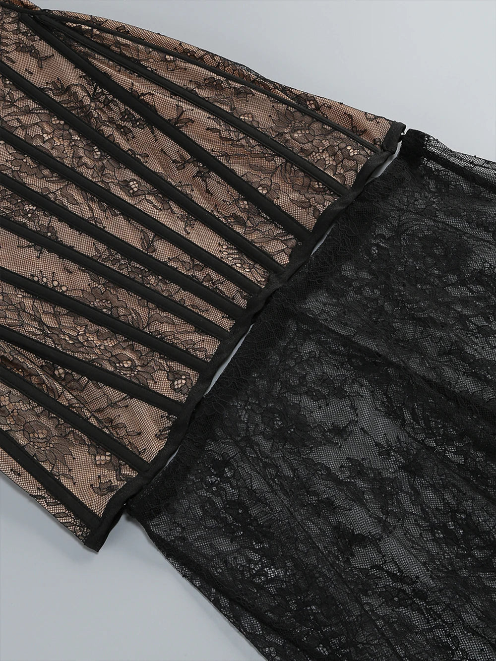 Strapless Lace Insert Maxi Dress Black