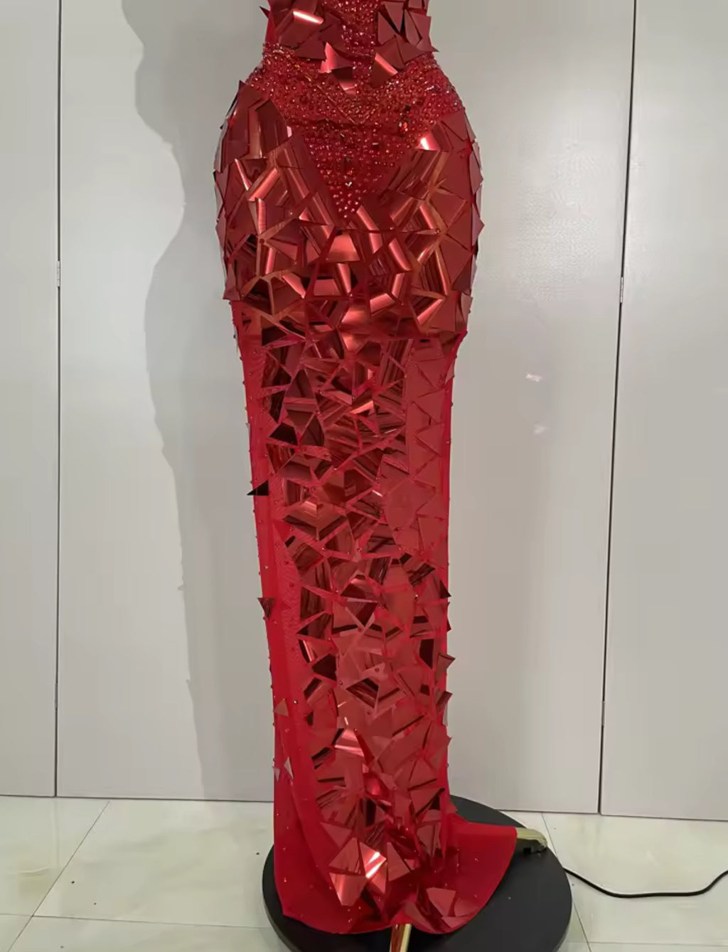 Glitter Mirror Sequins Red Corset Dres
