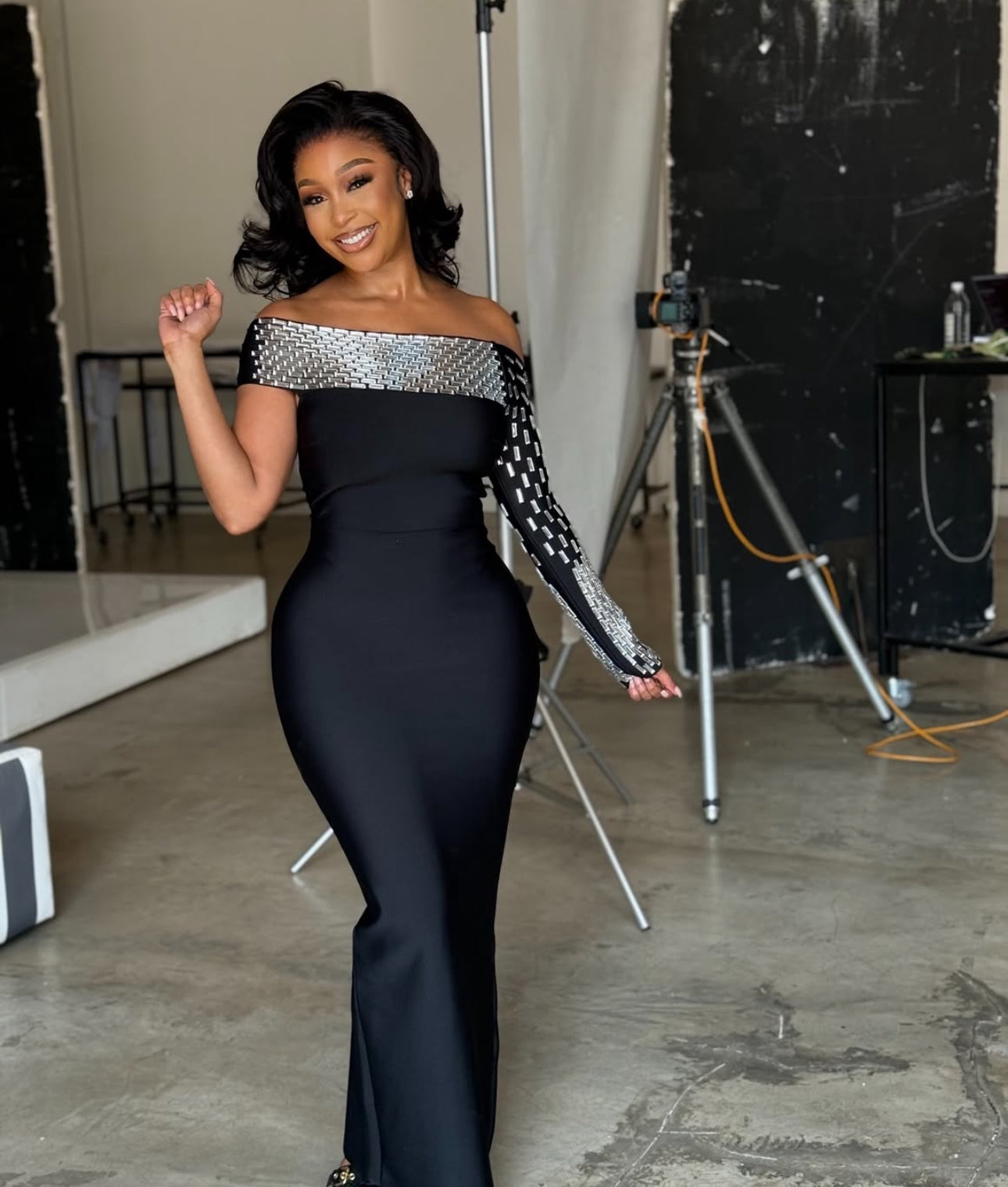 Wyran Diamond Black Bandage Maxi Dress