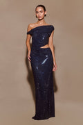 Diamante One Shoulder Maxi Dress