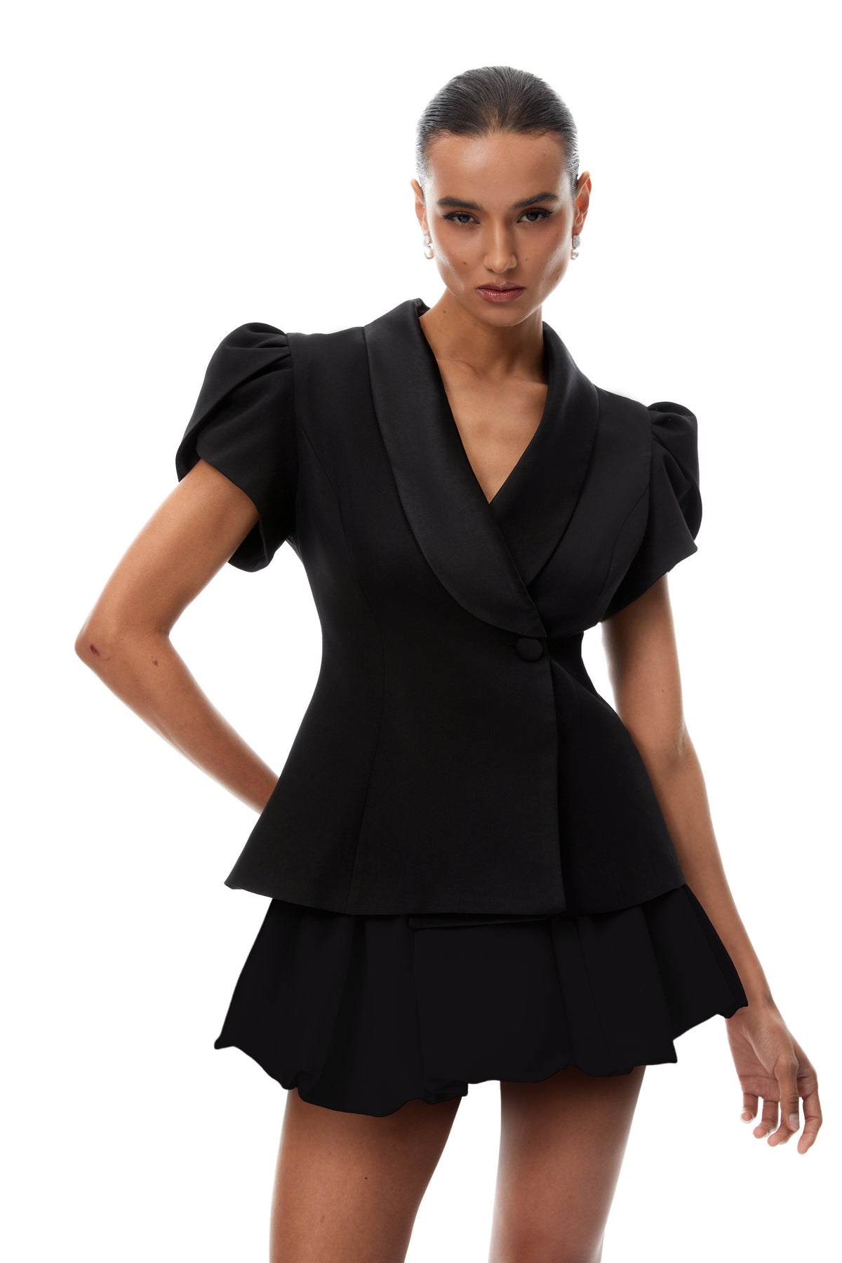 Acharya Color Block Blouse & Bubble Skirt Set