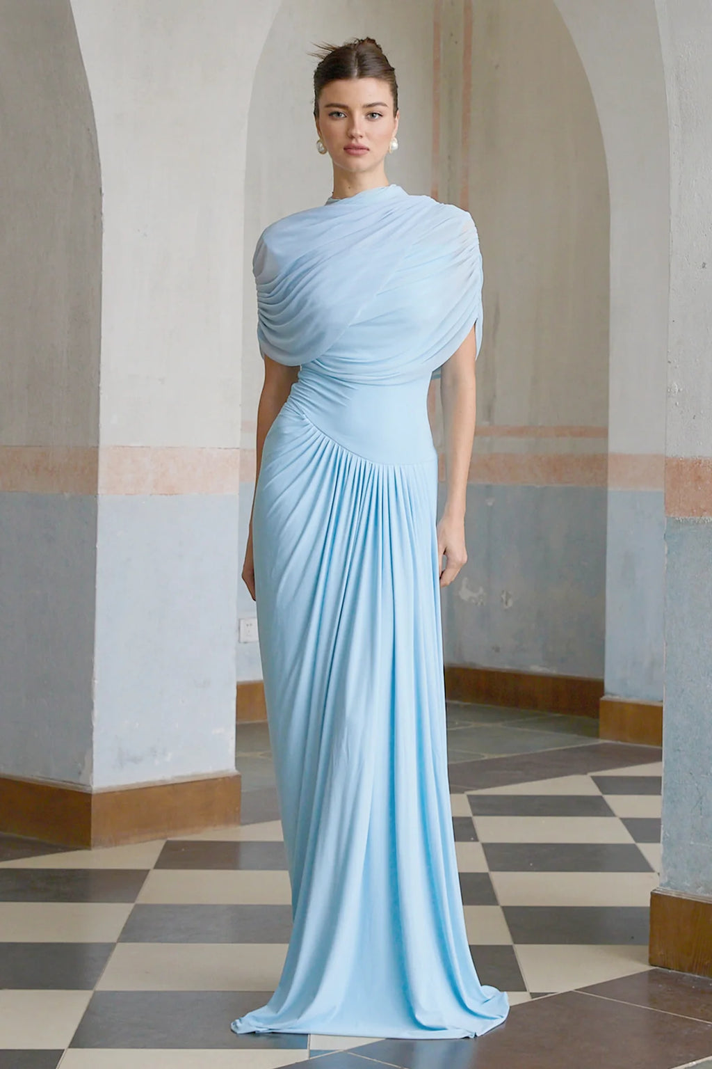Catherine asymmetrical pleated maxi dress