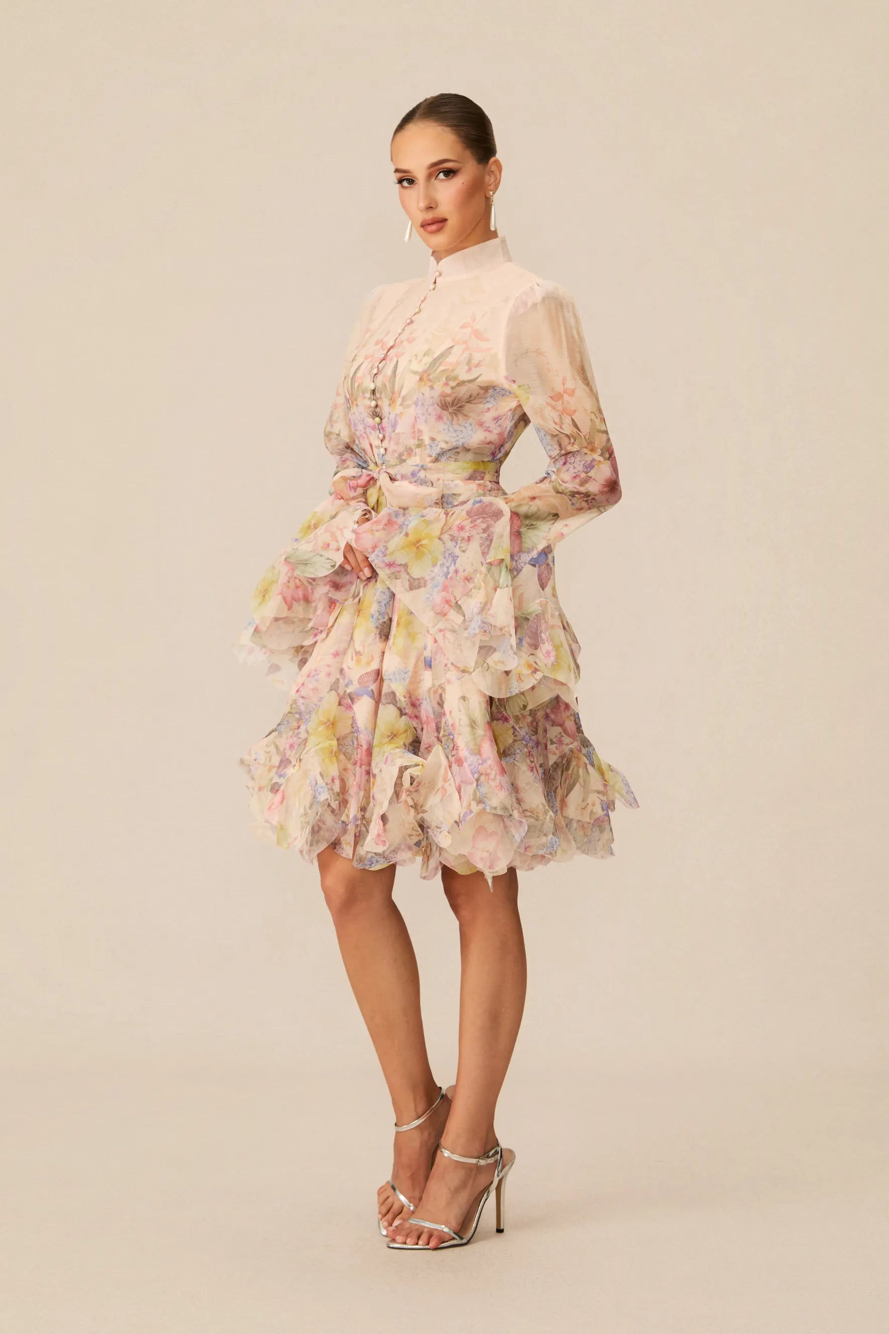Lana Floral Print Flared Mini Dress