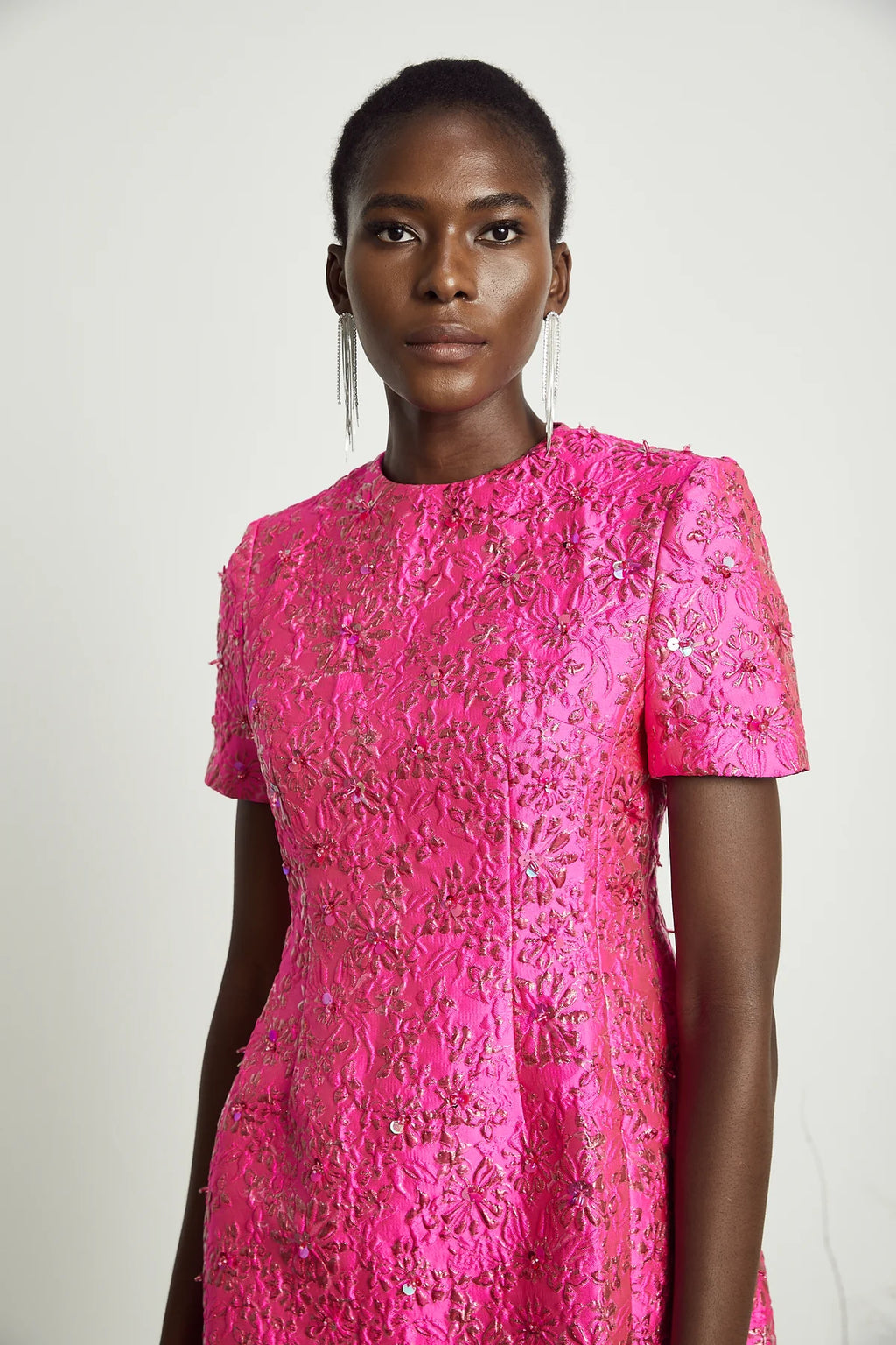 Celestia Floral-Appliqué Embellished Mini Dress