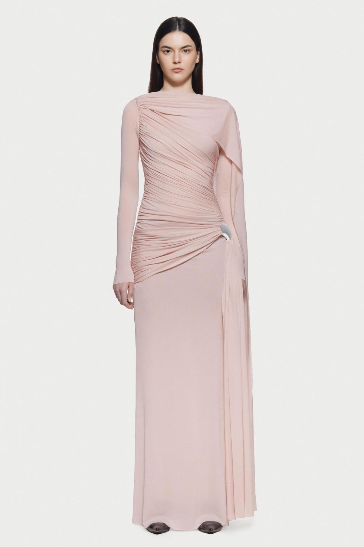 Hanayo Ruched Long Sleeve Maxi Dress
