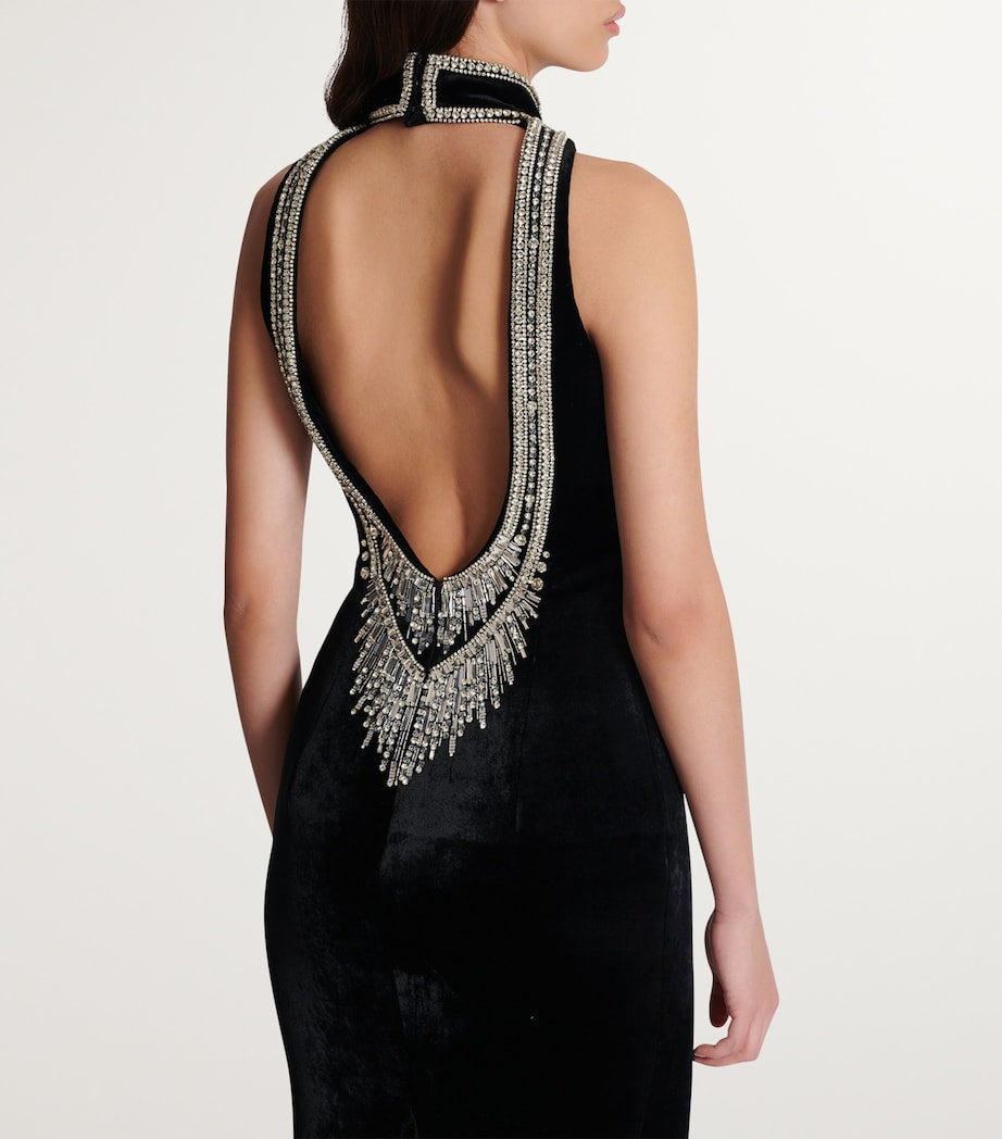 Velvet Embroidered Maxi Dress