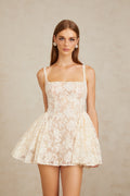 Euphemia Cream White Floral Lace Mini Dress