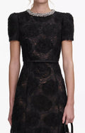 Black Tulle Lace Midi Dress