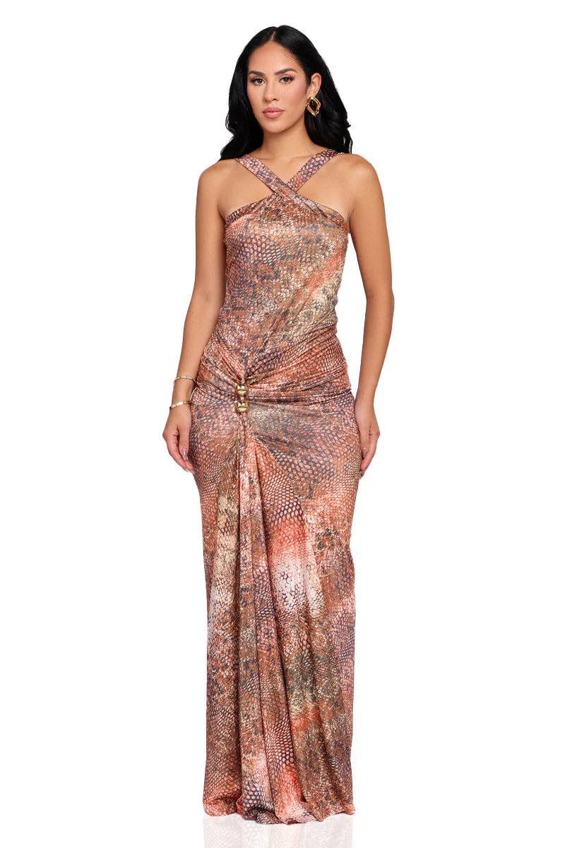 ELYSIAN SNAKE PRINT MAXI DRESS