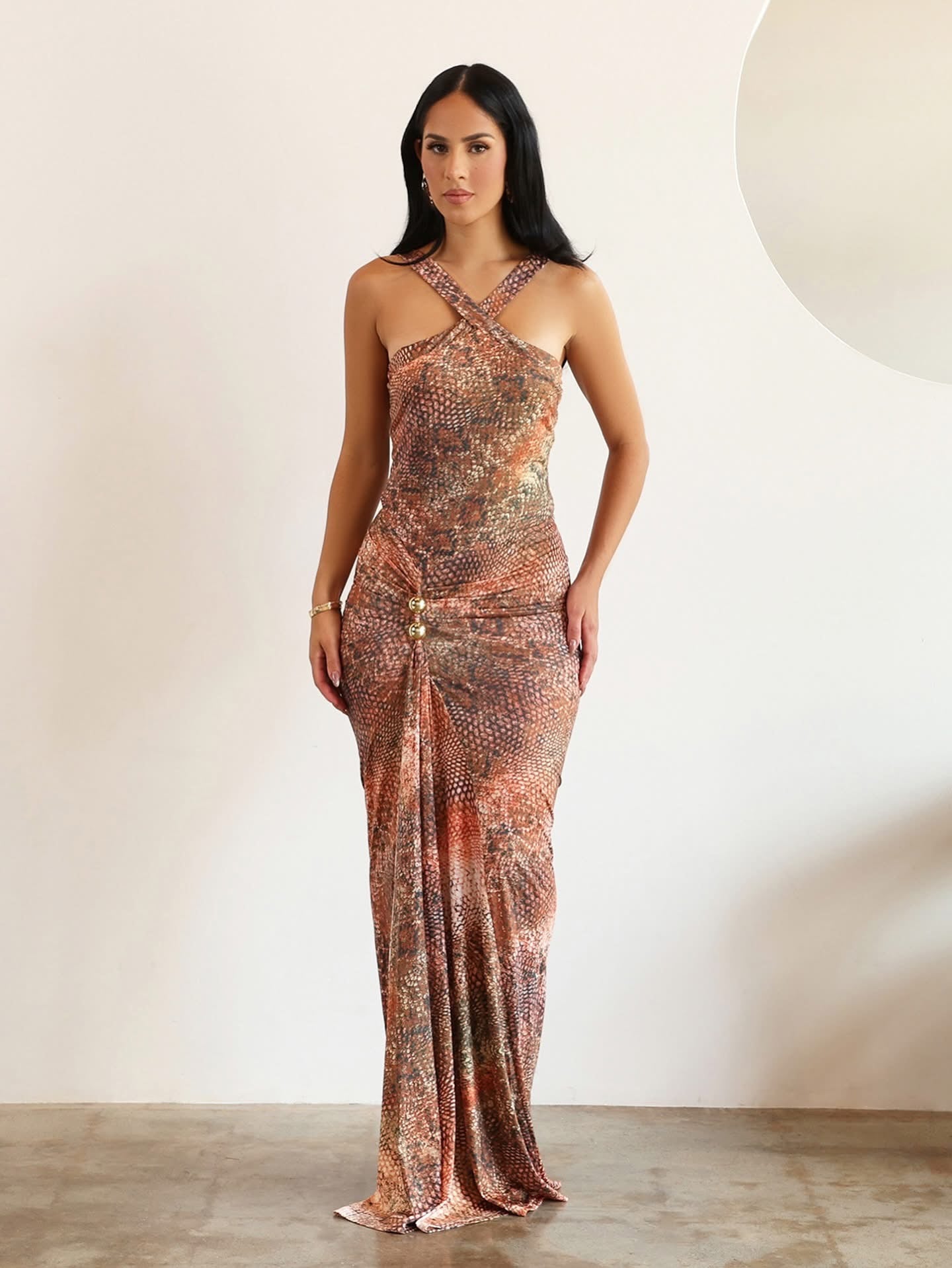 ELYSIAN SNAKE PRINT MAXI DRESS
