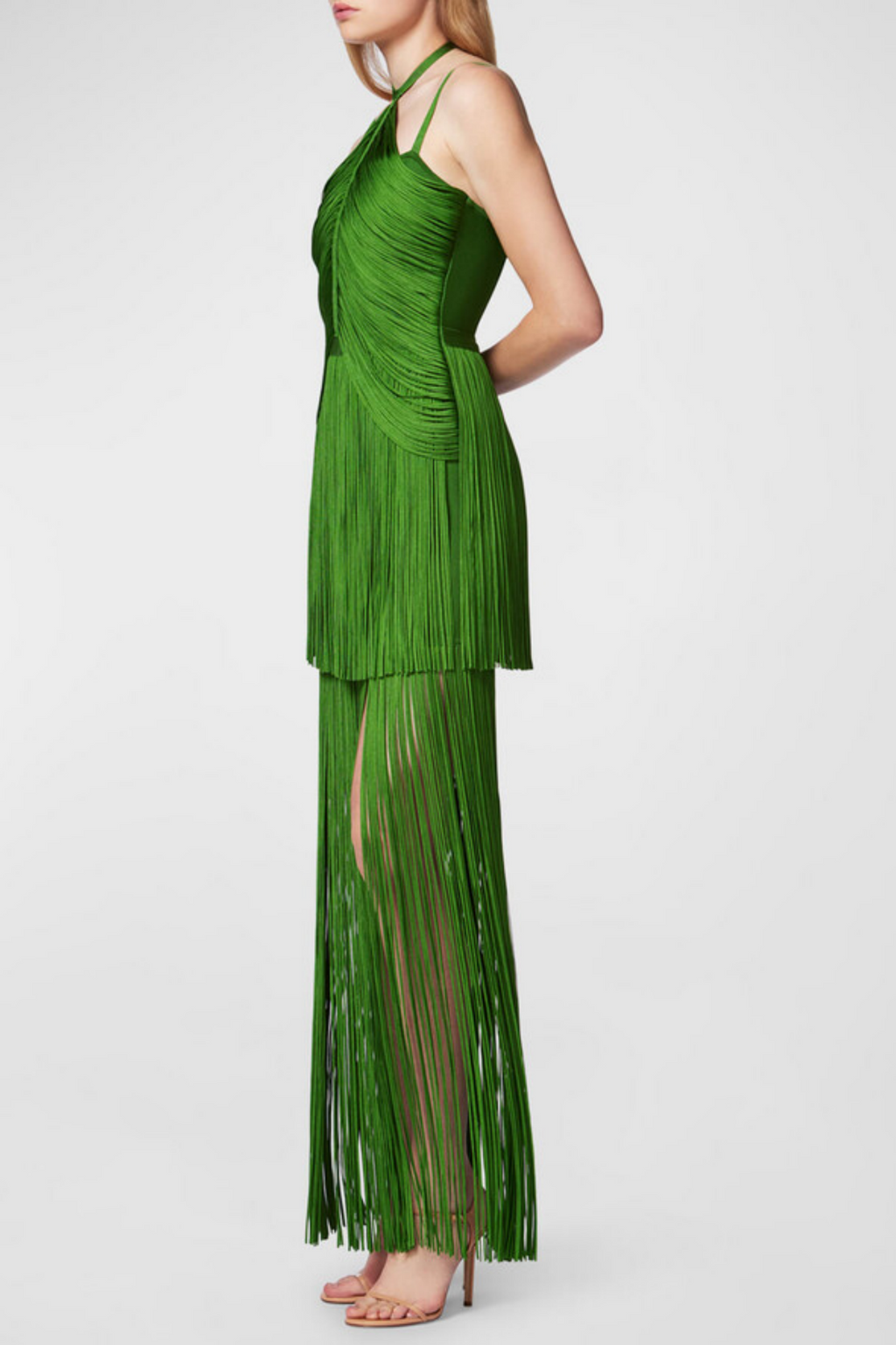Doly Halter Fringed Maxi Bandage Dress