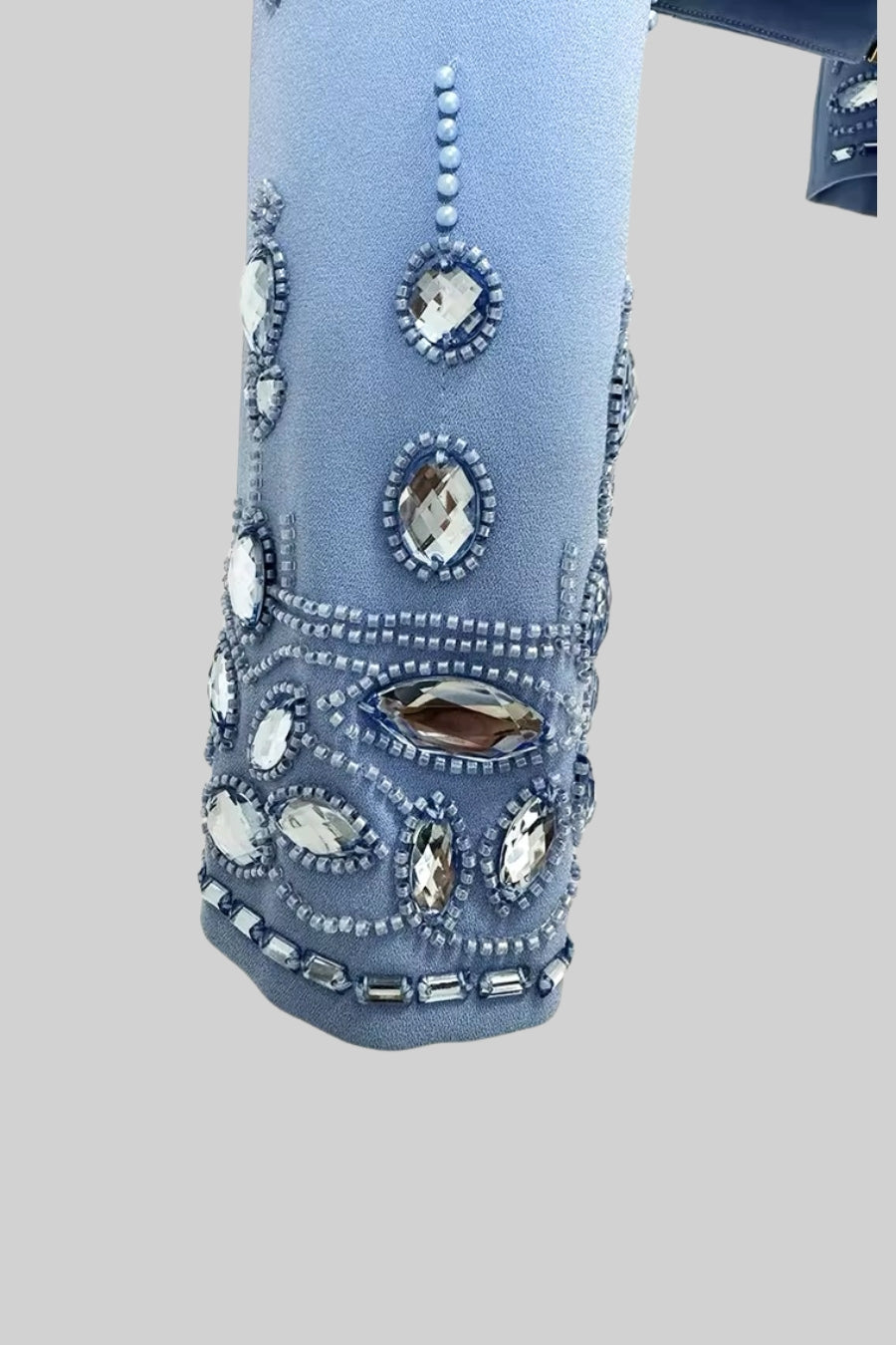 Beaded Biamond Cropped Top And skirt Suit