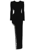 Long Sleeve Mirrored Detail Maxi Dress Black