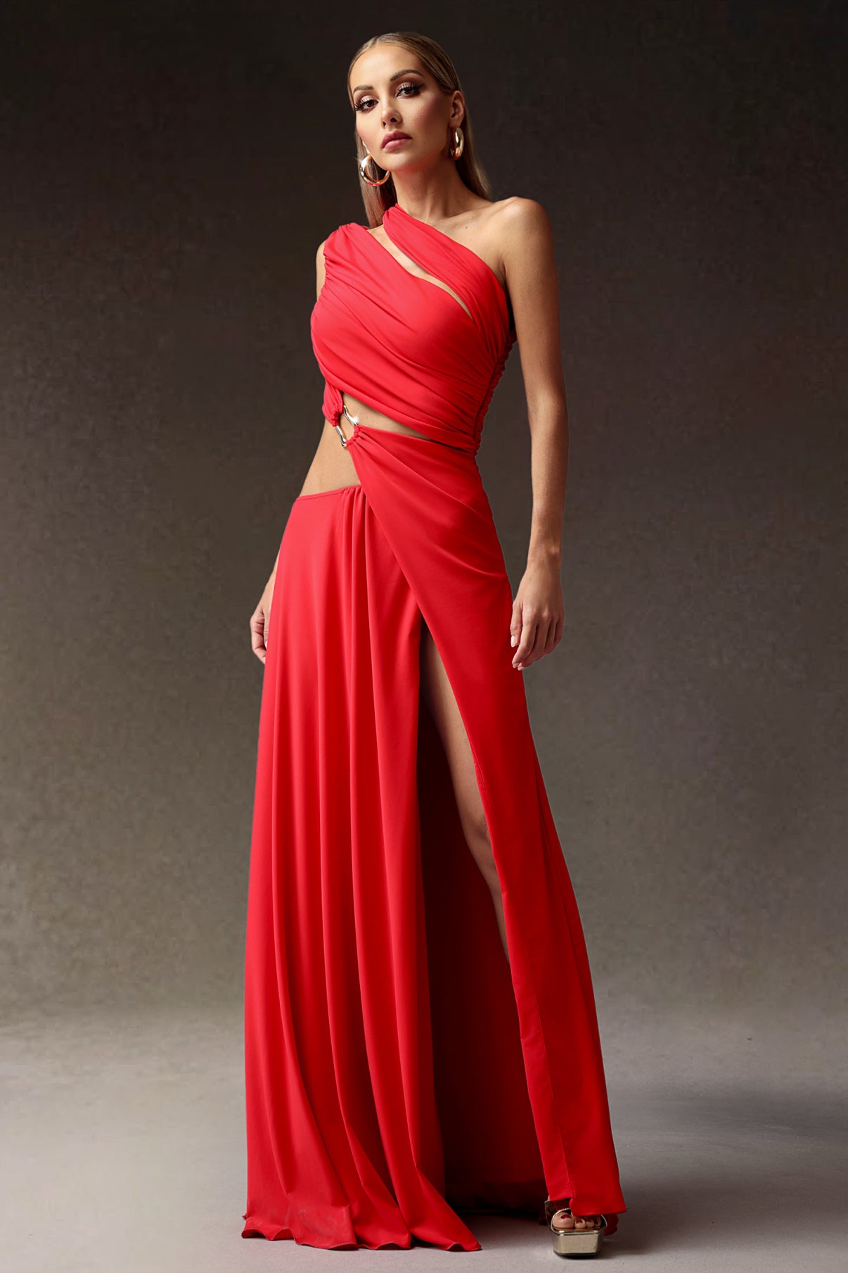 High Slit Hollowed-out Maxi Dress